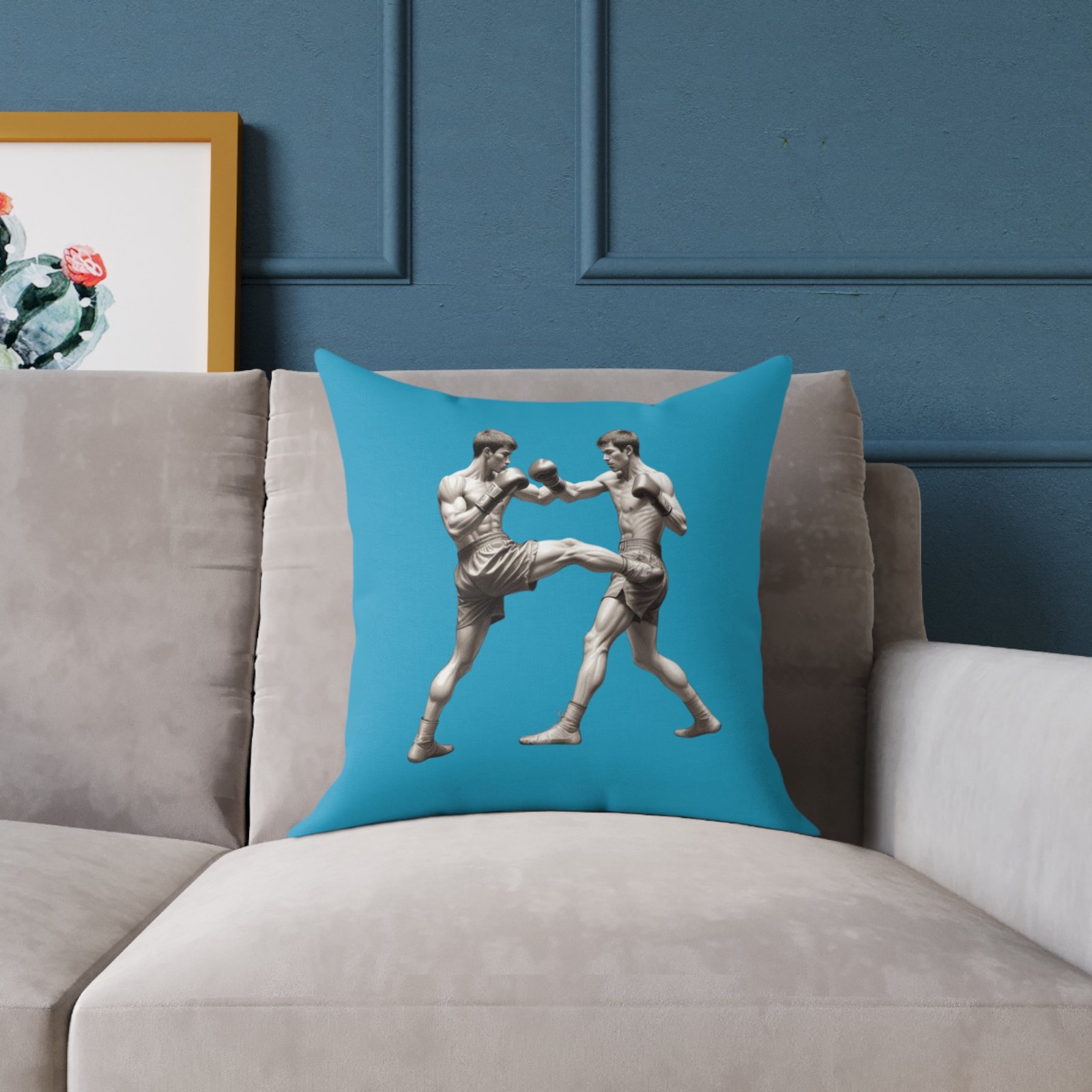 Kickboxing Square Poly Canvas Pillow - Image 7