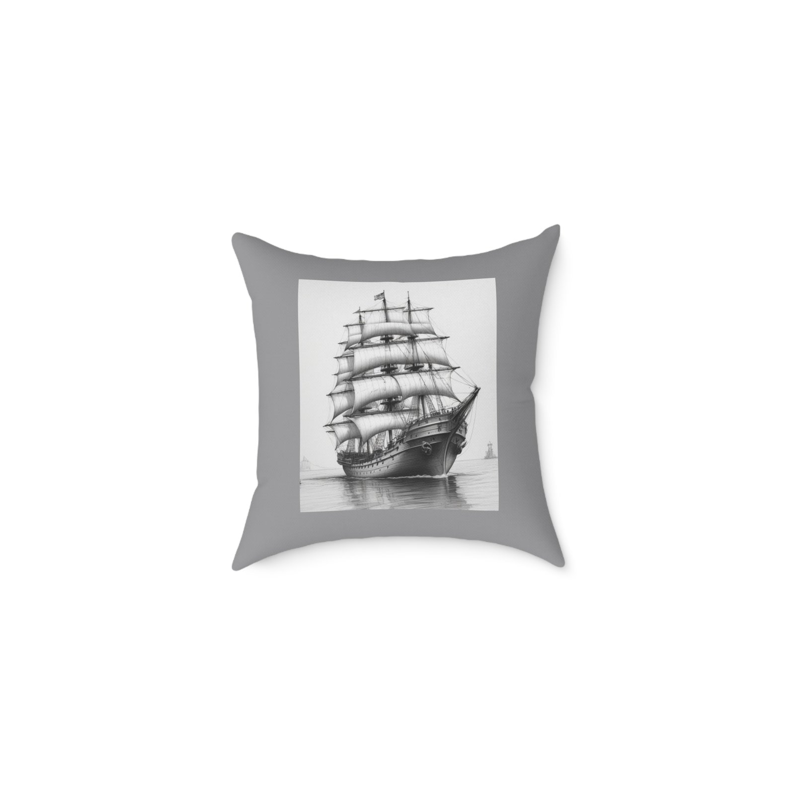 Ship Square Poly Canvas Pillow