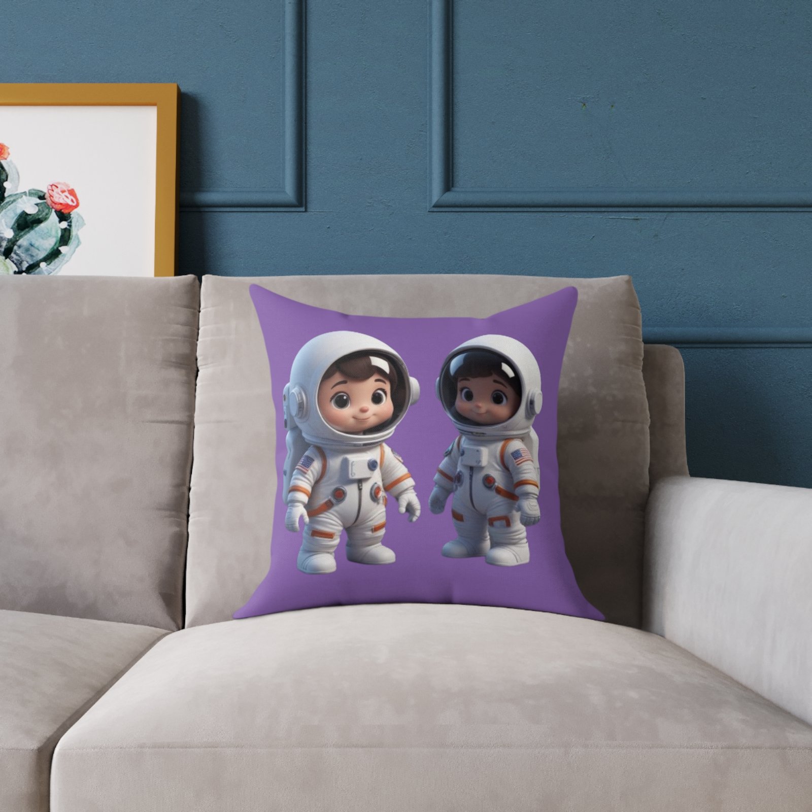 Astronauts Square Poly Canvas Pillow - Image 3