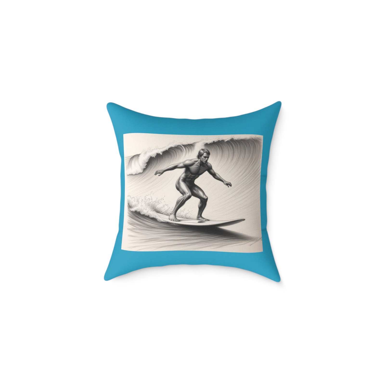Surfing Square Poly Canvas Pillow - Image 5