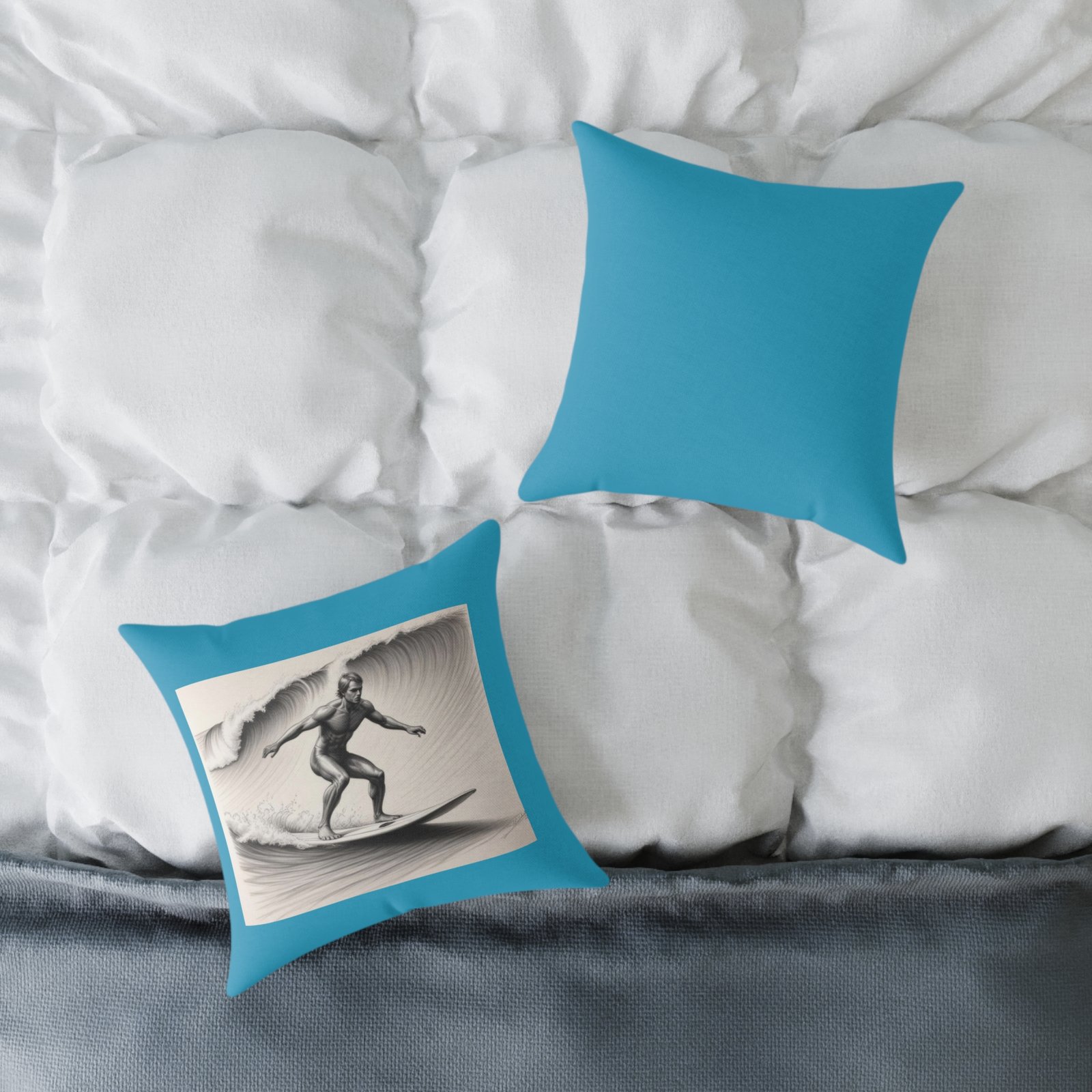 Surfing Square Poly Canvas Pillow - Image 4