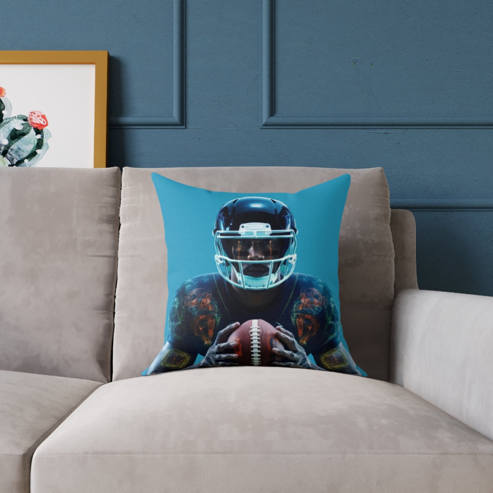 American Football Square Poly Canvas Pillow - Image 3