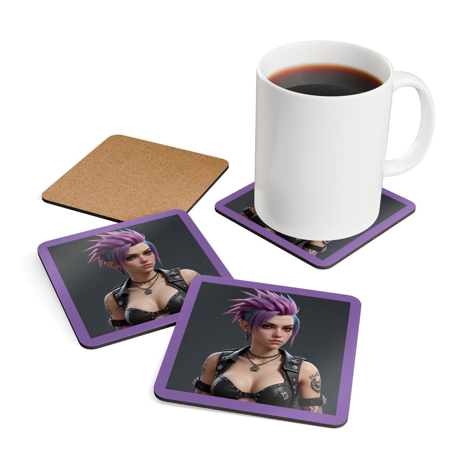 Punk Corkwood Coaster Set - Image 4