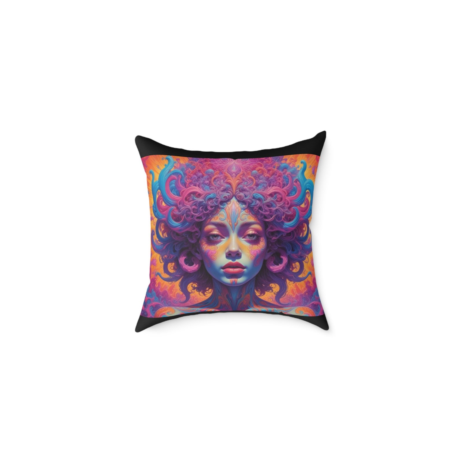 Psychadelic Square Poly Canvas Pillow