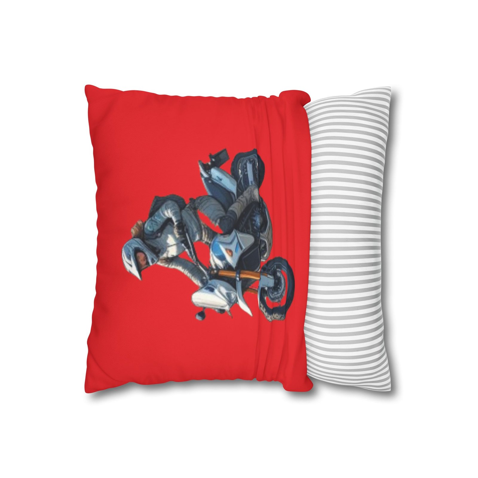 Scrambling Bikes Square Poly Canvas Pillowcase - Image 2