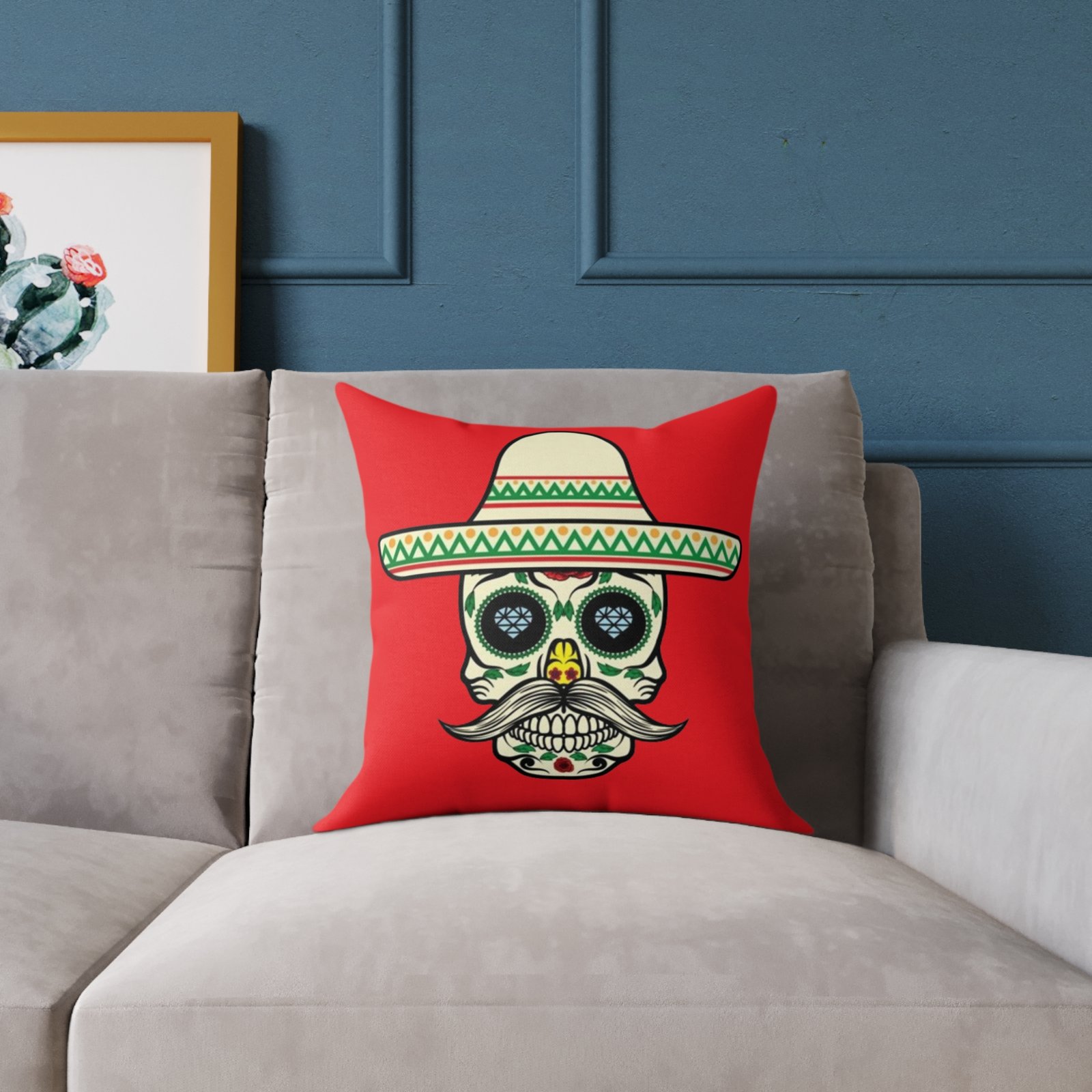 Mexican Tattoo Square Poly Canvas Pillow - Image 3