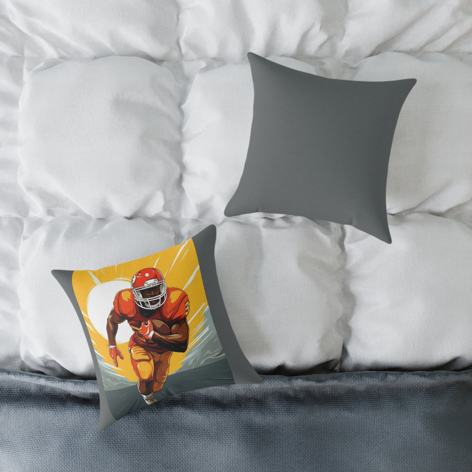 American Football Square Poly Canvas Pillow - Image 4