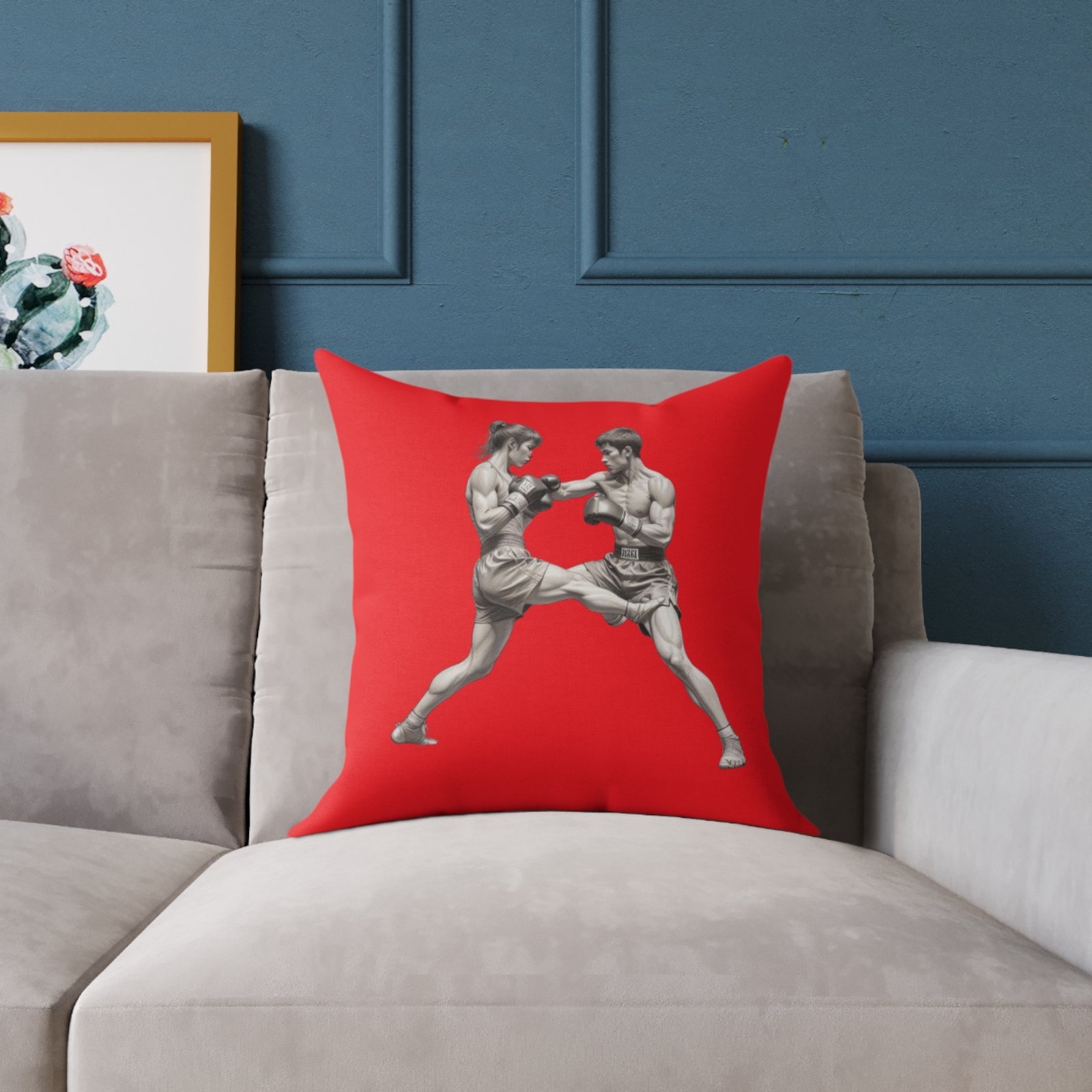 Kickboxing Square Poly Canvas Pillow - Image 7
