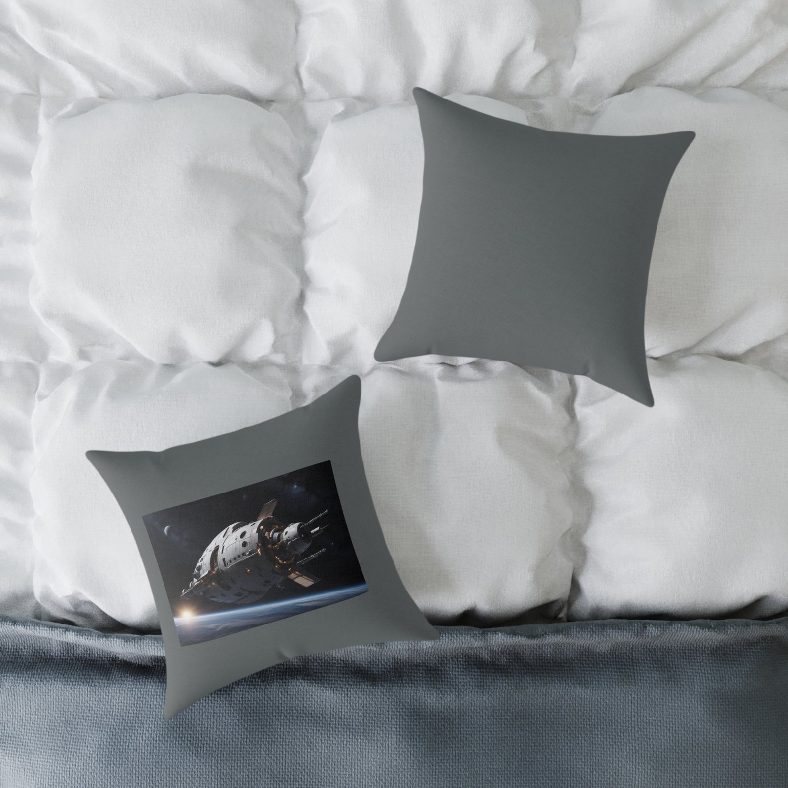 Space Ship Square Poly Canvas Pillow - Image 4