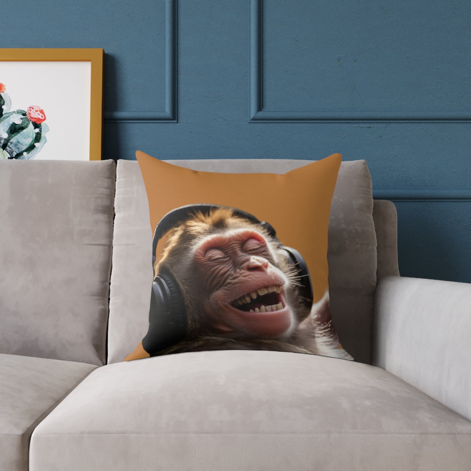 Funny Monkey Poly Canvas Pillow - Image 7