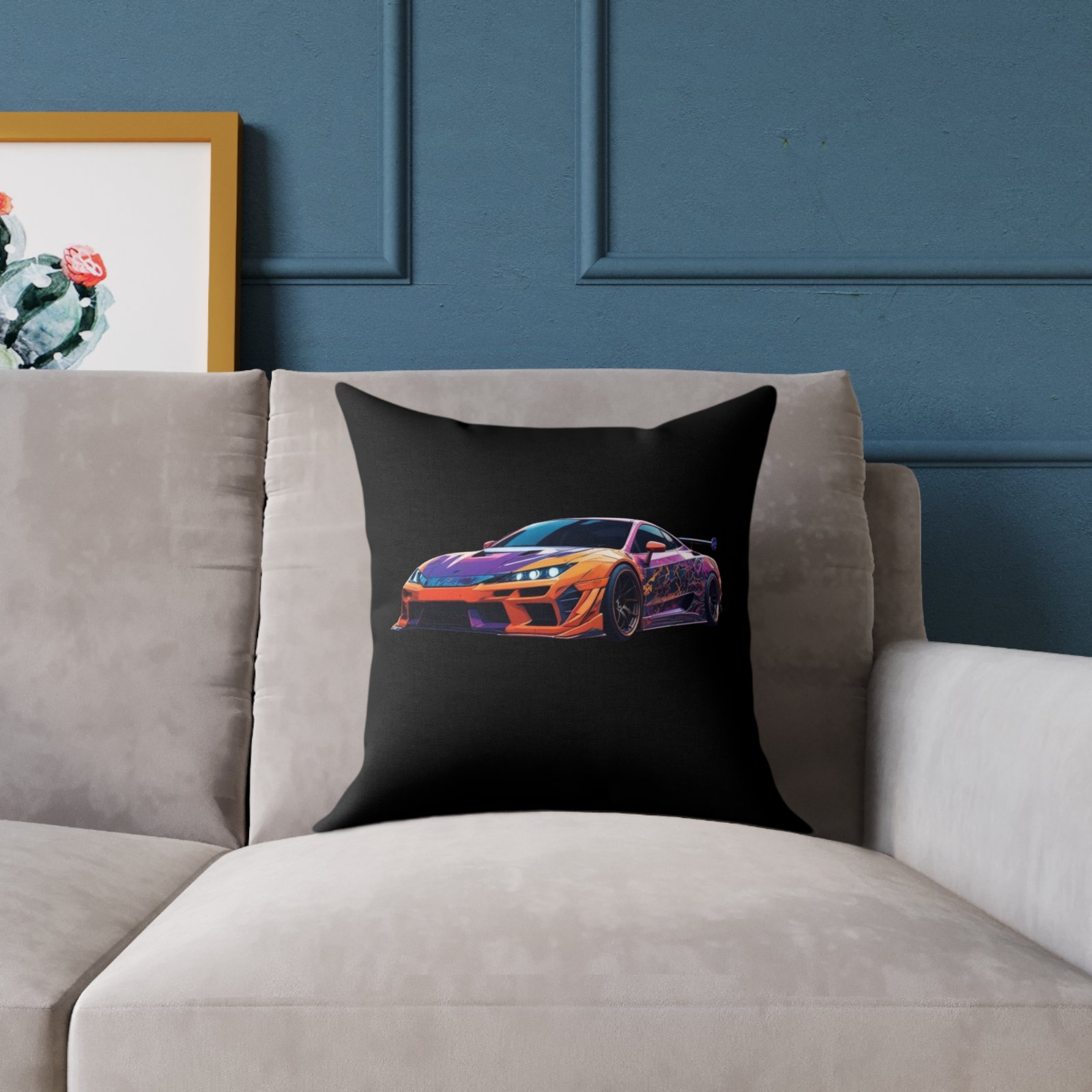 Fast Car Design Square Poly Canvas Pillow - Image 3