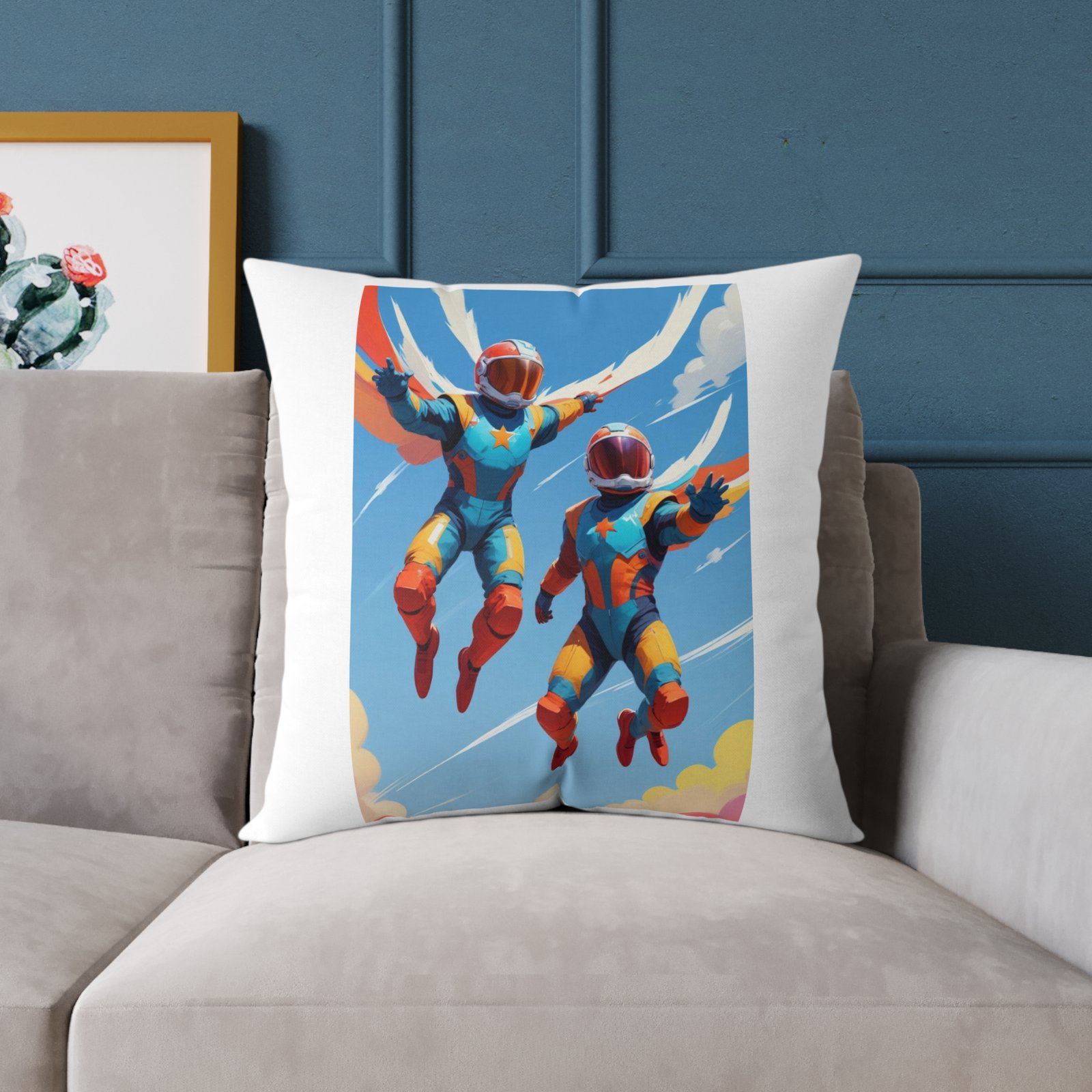 Parachuters Square Poly Canvas Pillow - Image 15