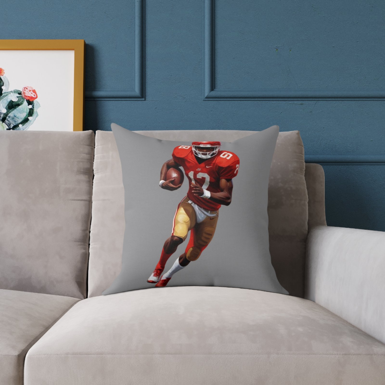 American Football Square Poly Canvas Pillow - Image 7