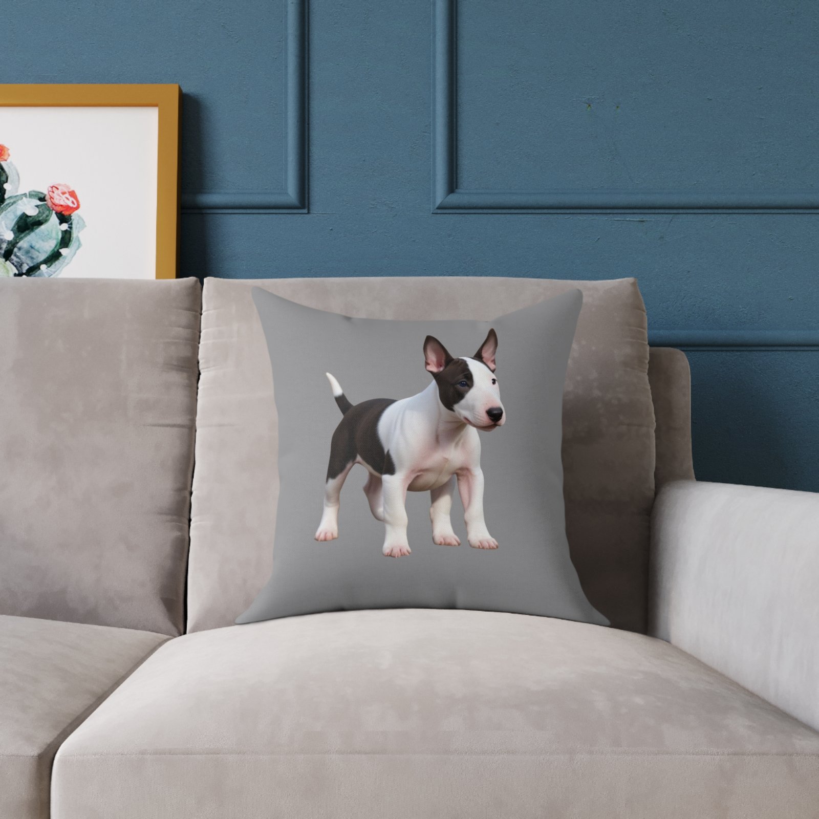 English Bull Terrier Square Poly Canvas Pillow - Image 3