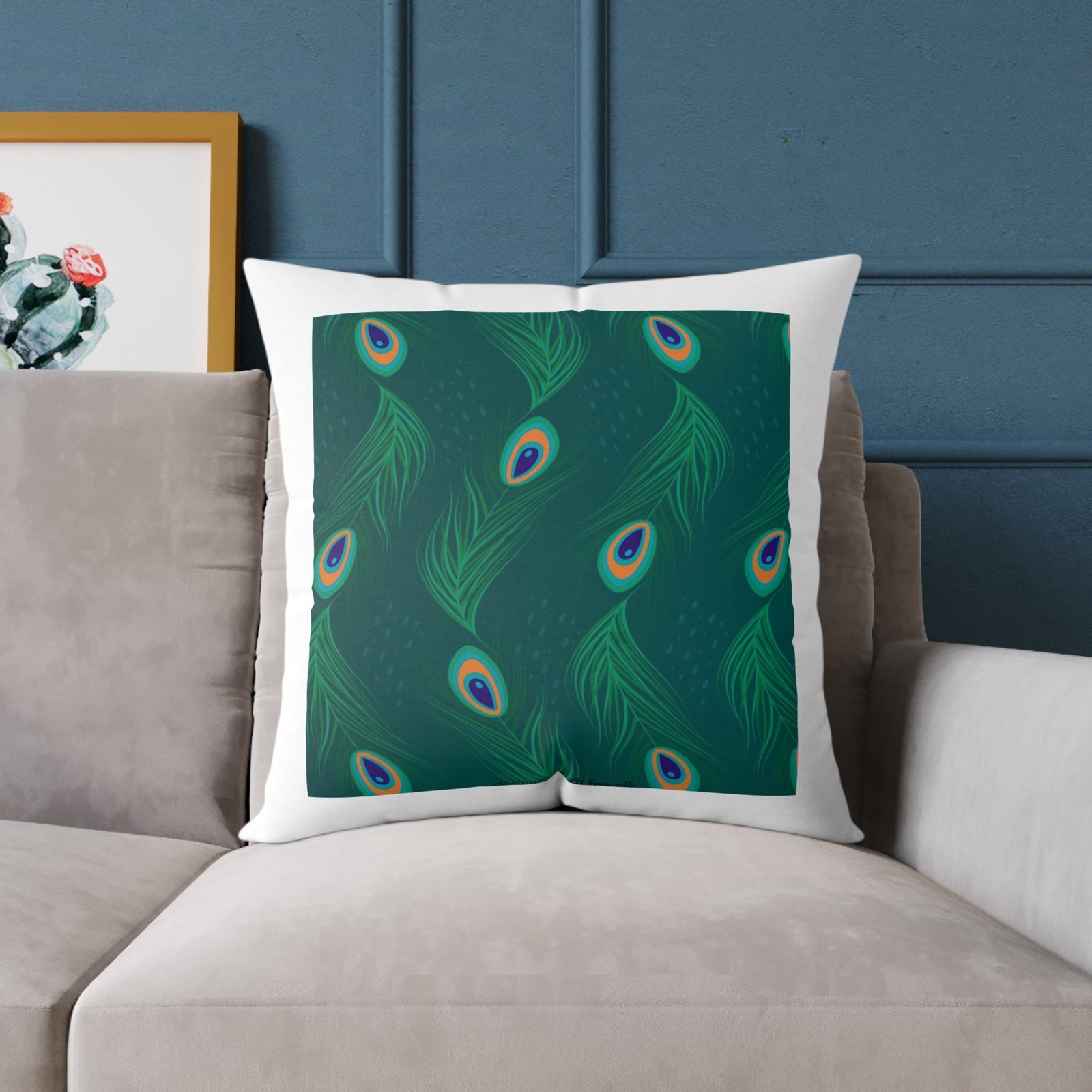 Pea cock Prin t Cushion G ift Square Poly Canvas Pillow Pea cock Prin t , G ift Cushion, Lounge Cushion, Bedroom Cushion, Cushion G ift , , - Image 15