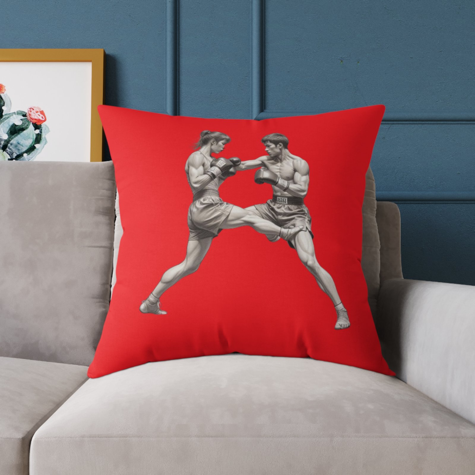 Kickboxing Square Poly Canvas Pillow - Image 19