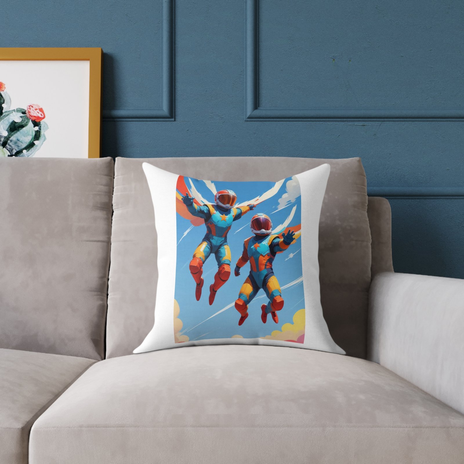 Parachuters Square Poly Canvas Pillow - Image 3