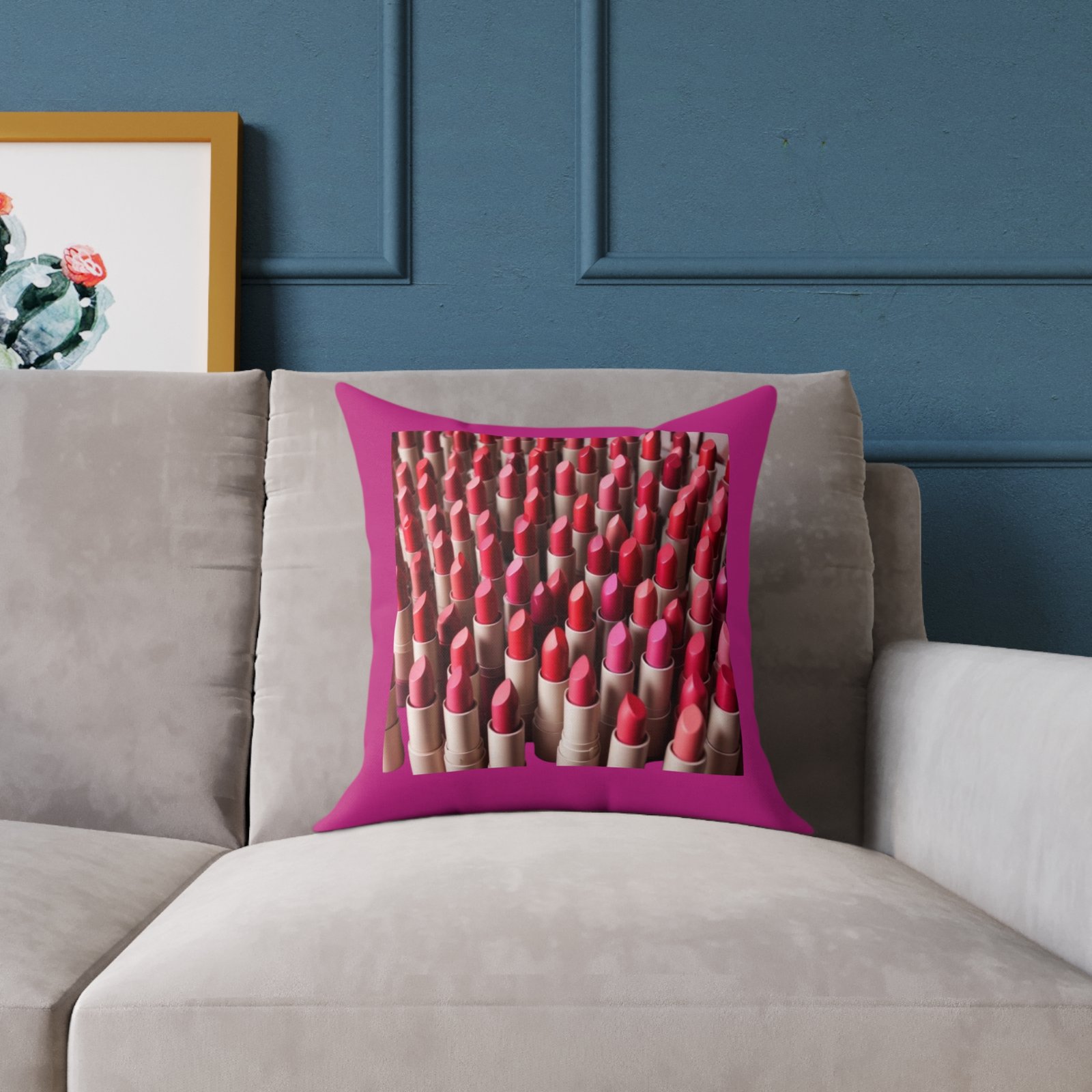 Lipstick Square Poly Canvas Pillow - Image 3