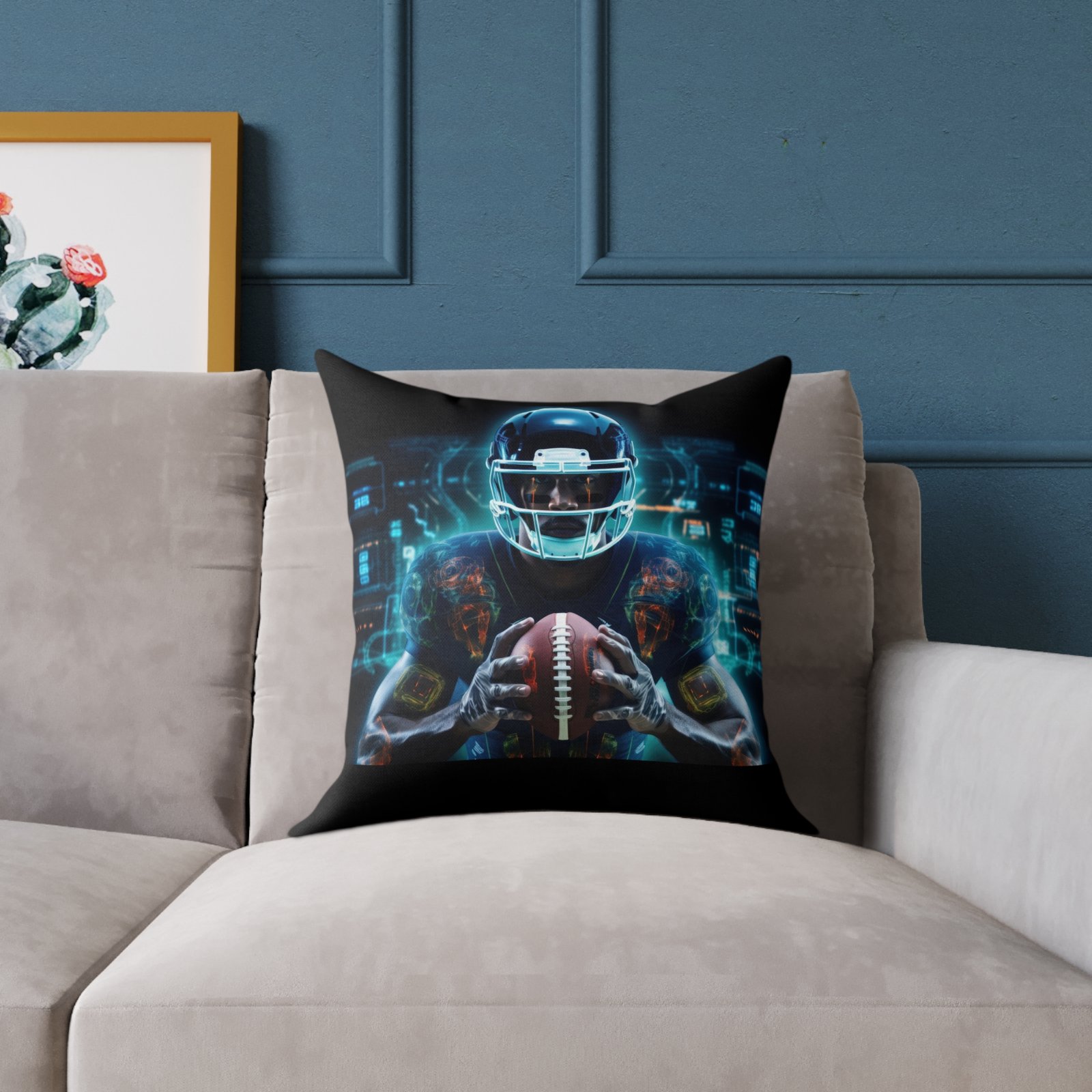 American Football Square Poly Canvas Pillow - Image 7