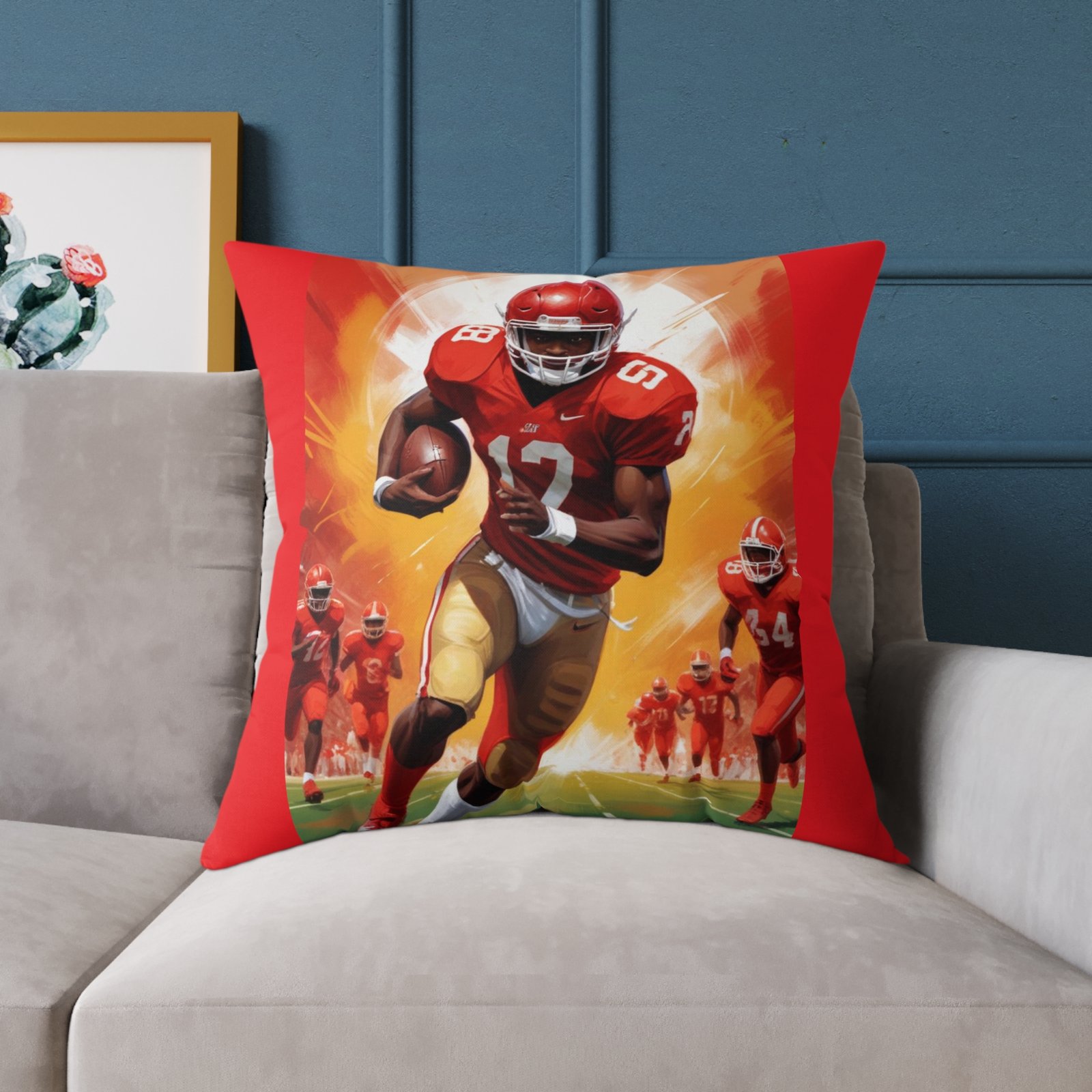 American Football Square Poly Canvas Pillow - Image 19
