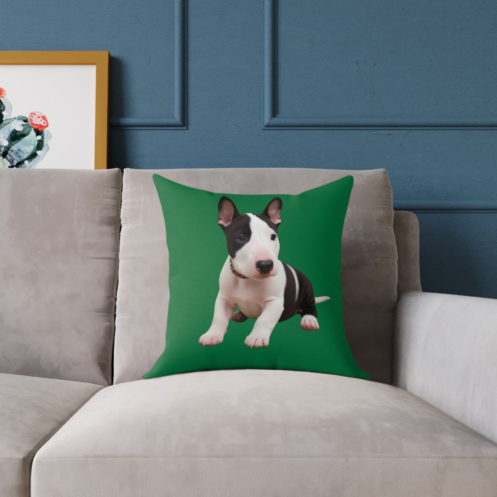 English Bull Terrier Square Poly Canvas Pillow - Image 3