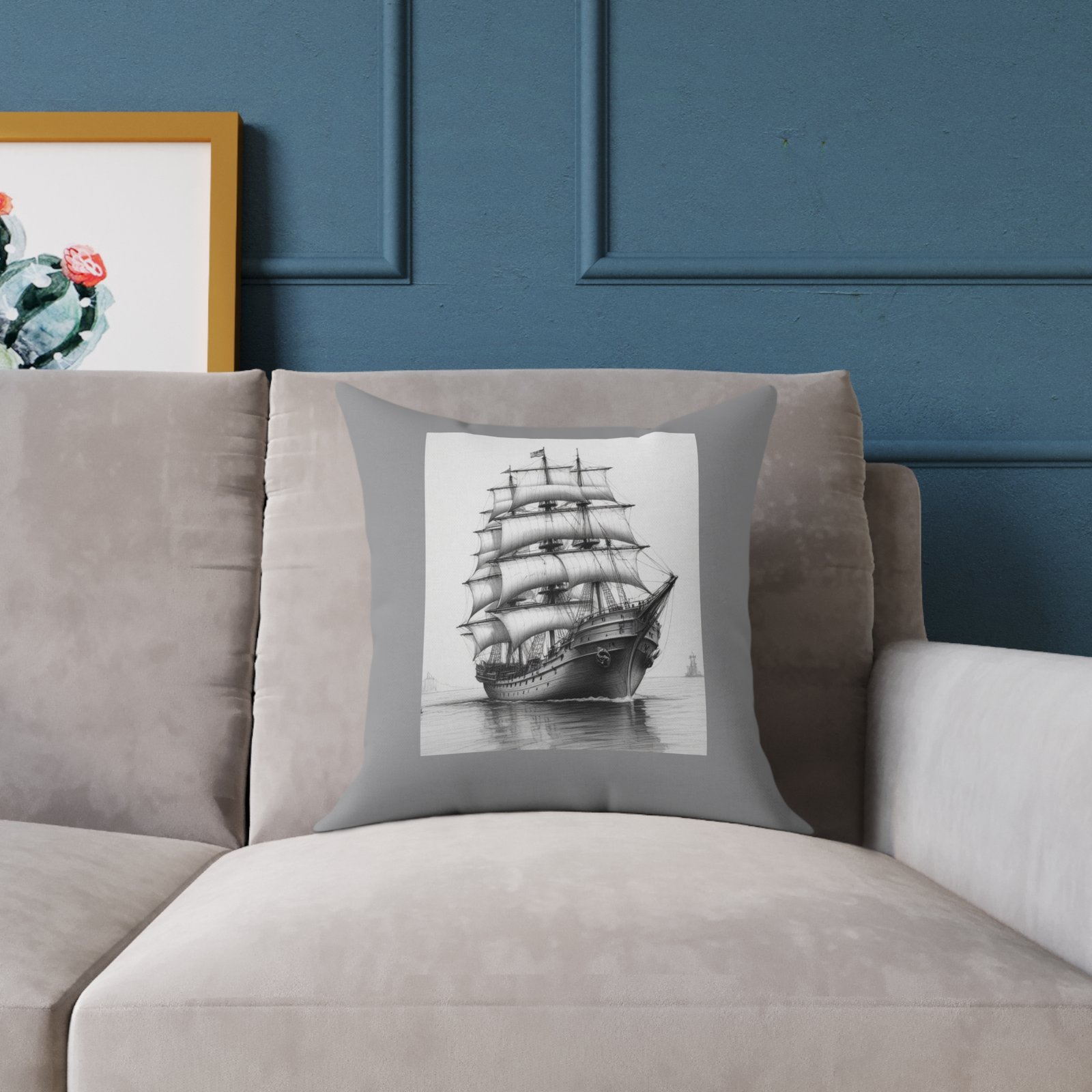 Ship Square Poly Canvas Pillow - Image 3