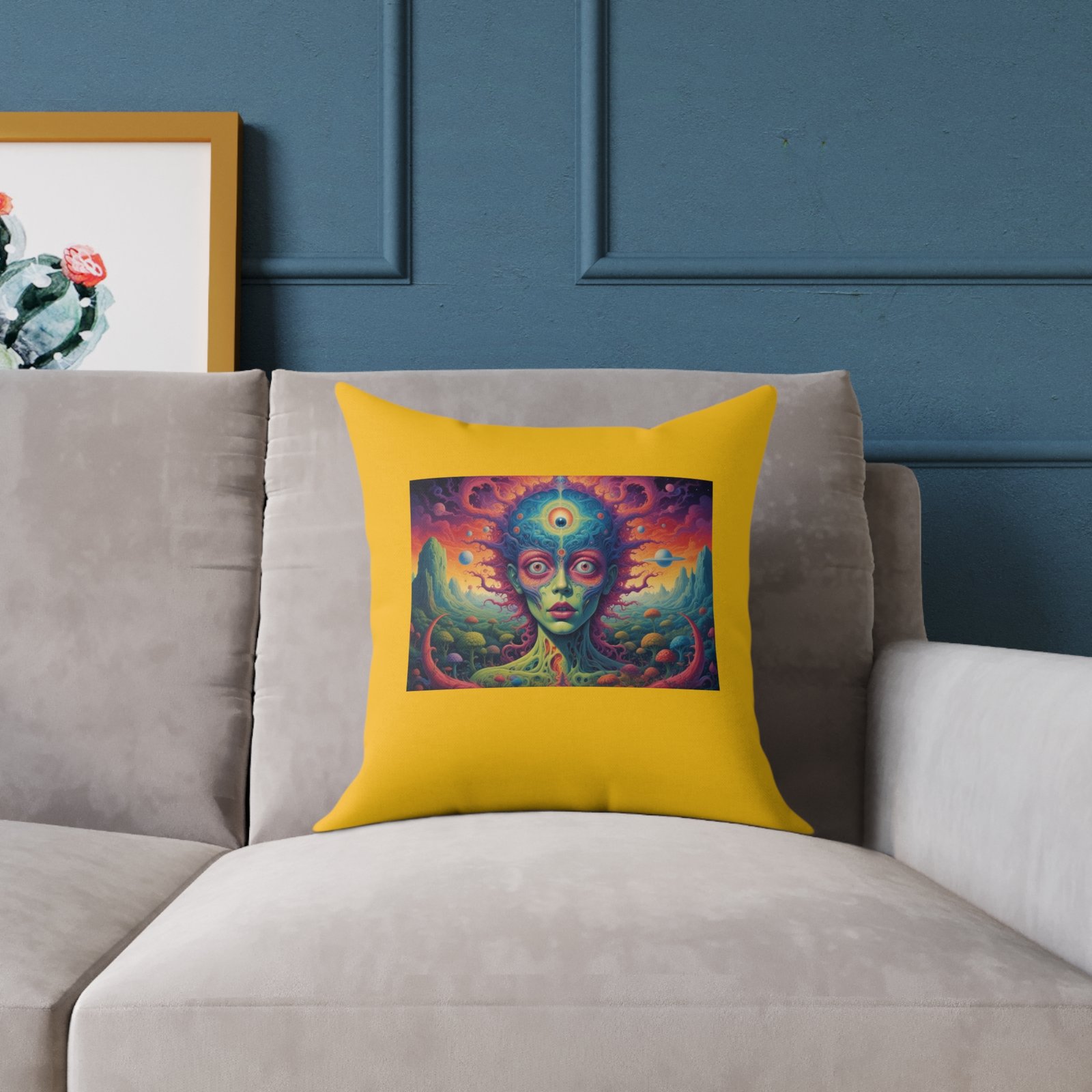 Psychadelic Square Poly Canvas Pillow - Image 3