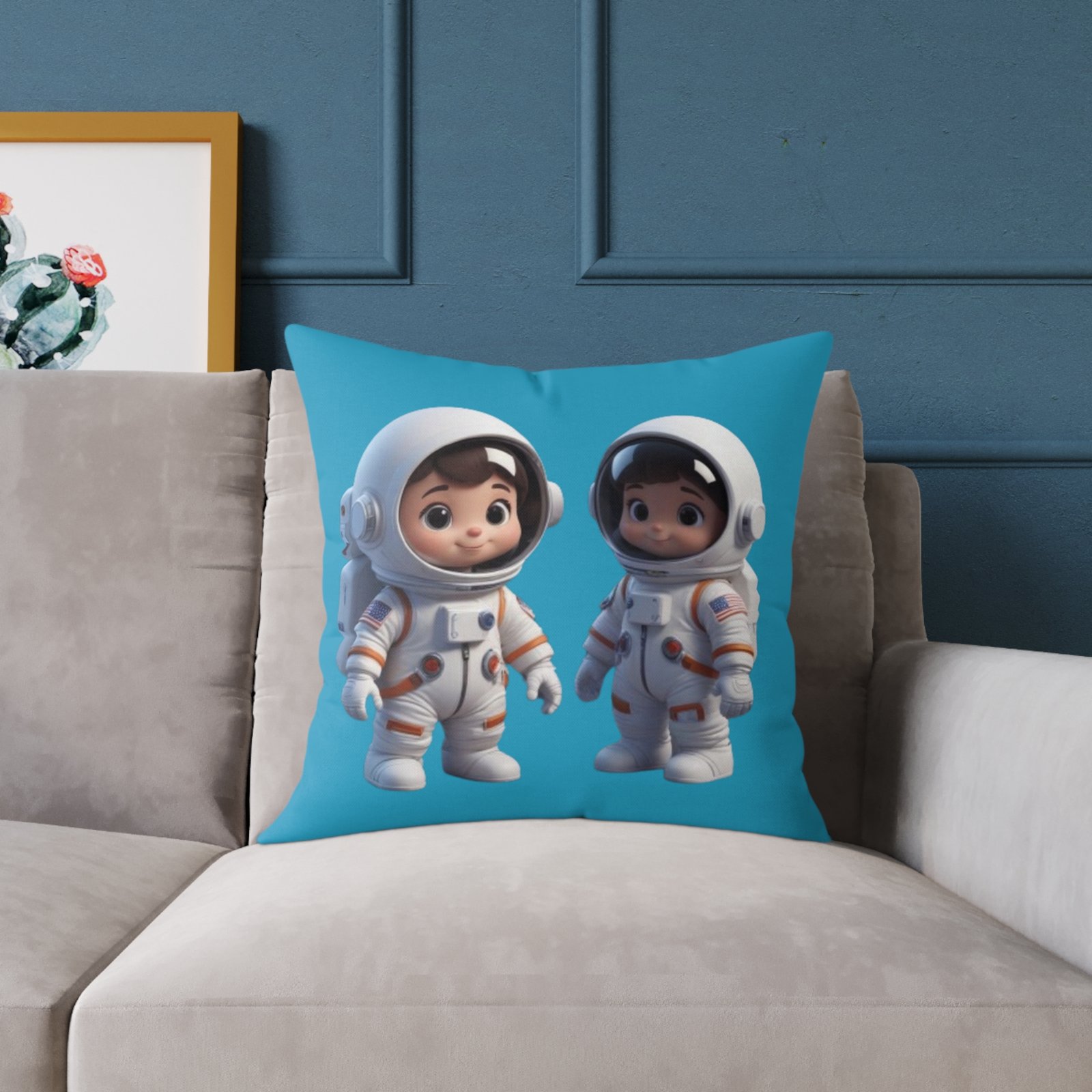 Astronauts Square Poly Canvas Pillow - Image 11