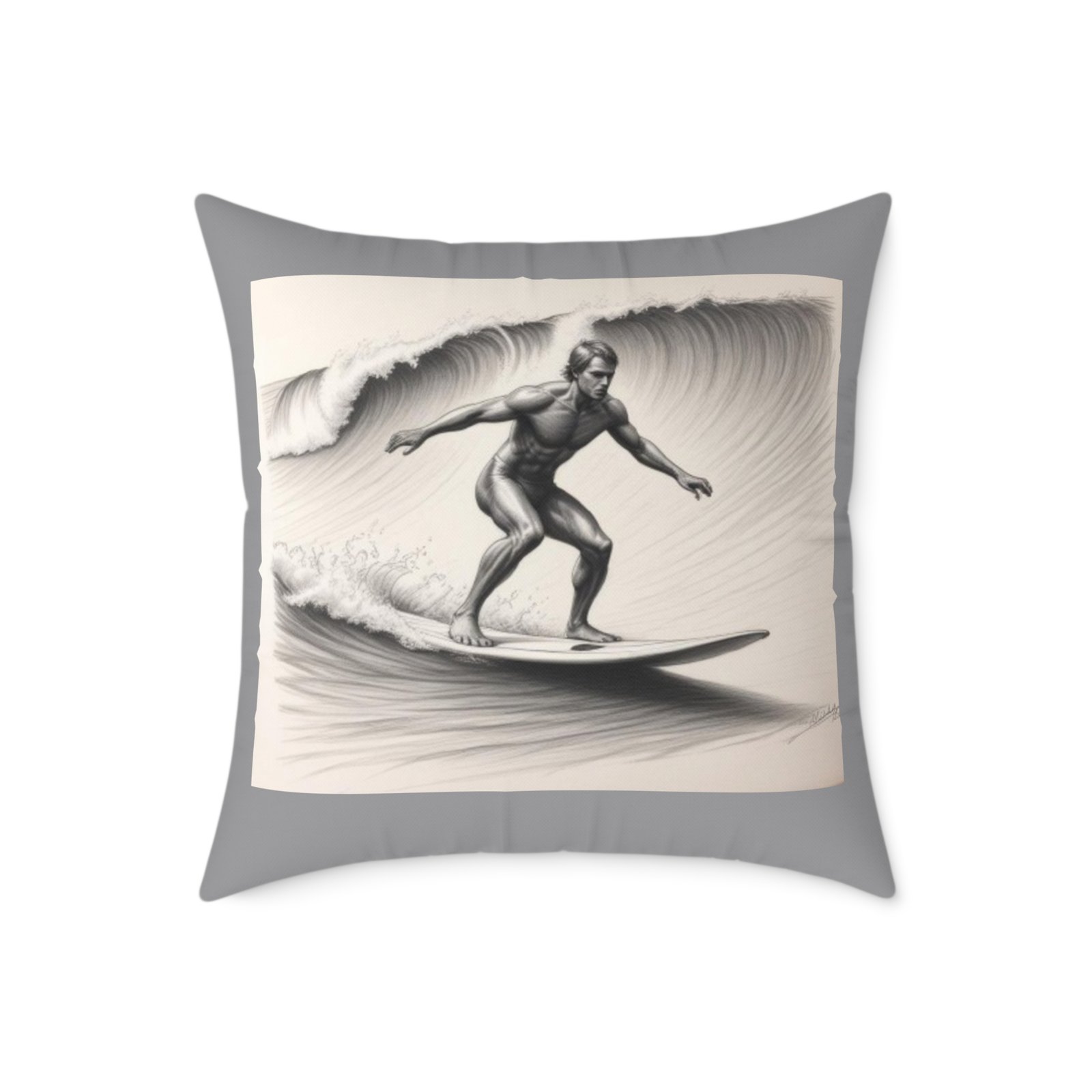 Surfing Square Poly Canvas Pillow - Image 13