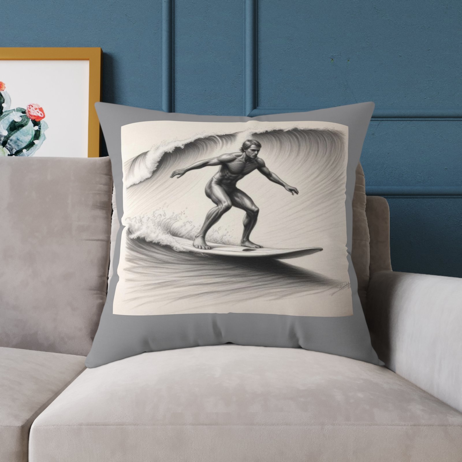 Surfing Square Poly Canvas Pillow - Image 19