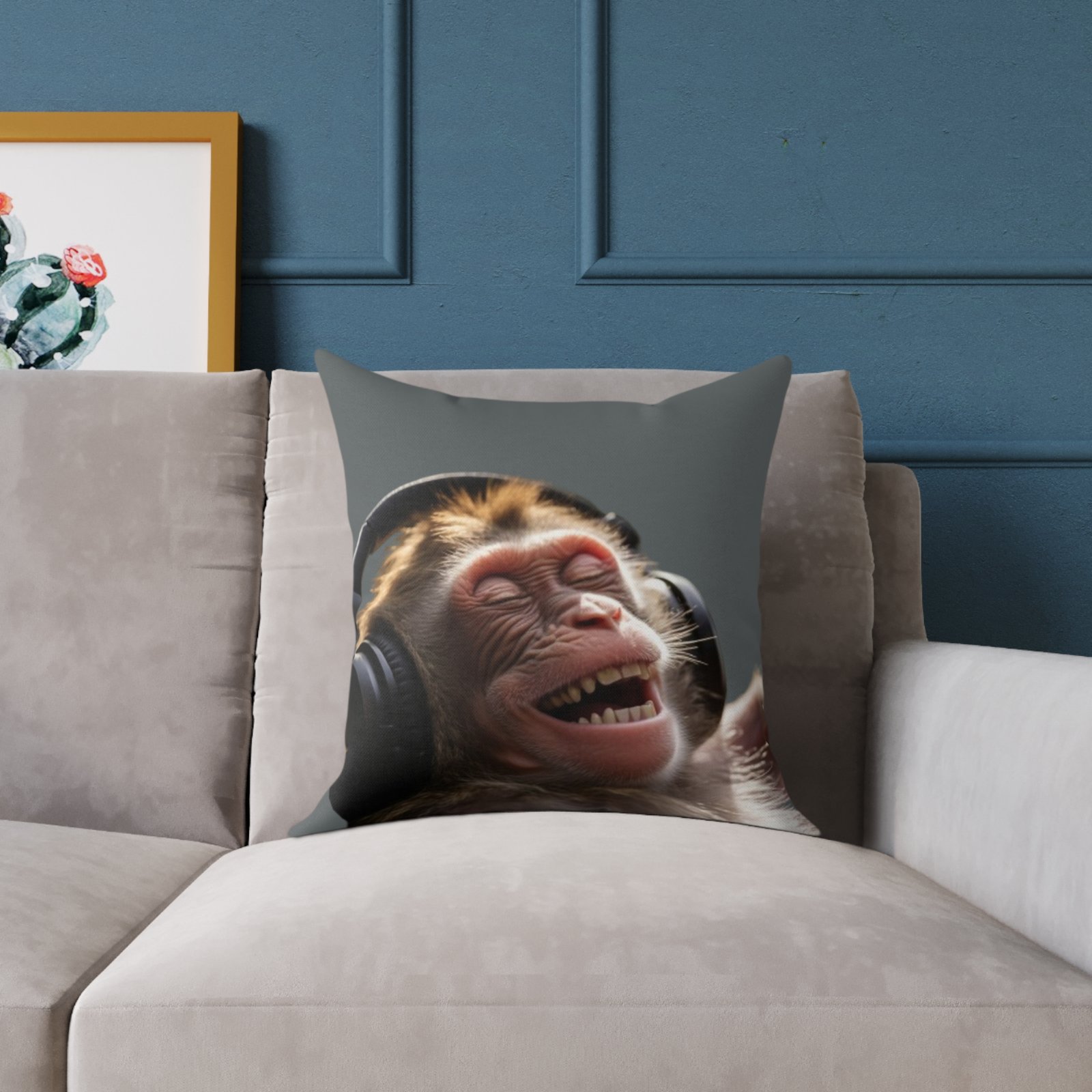 Funny Monkey Poly Canvas Pillow - Image 7