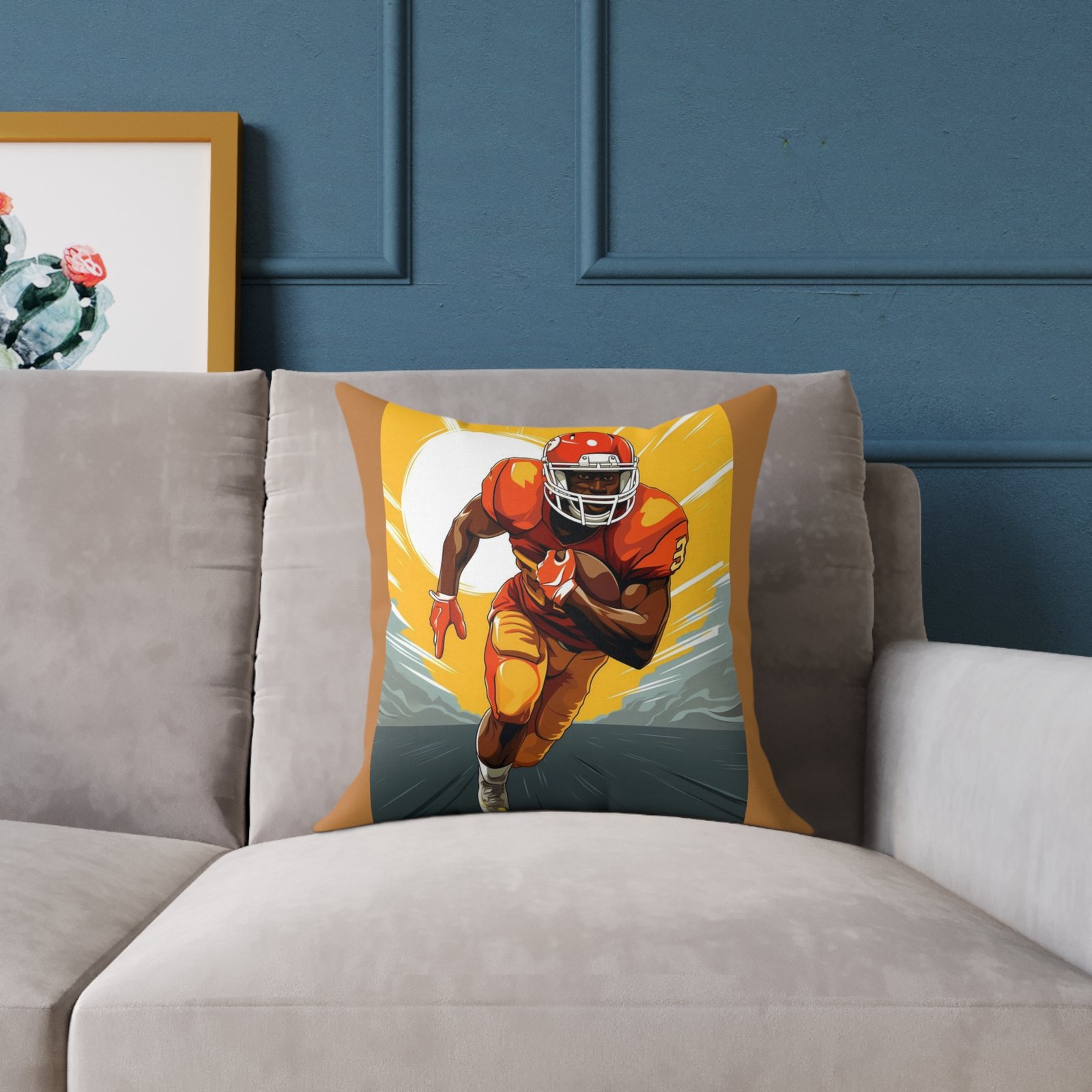 American Football Square Poly Canvas Pillow - Image 3
