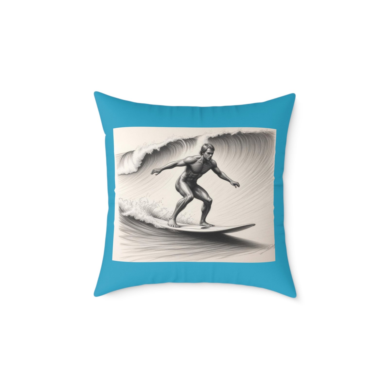 Surfing Square Poly Canvas Pillow - Image 9