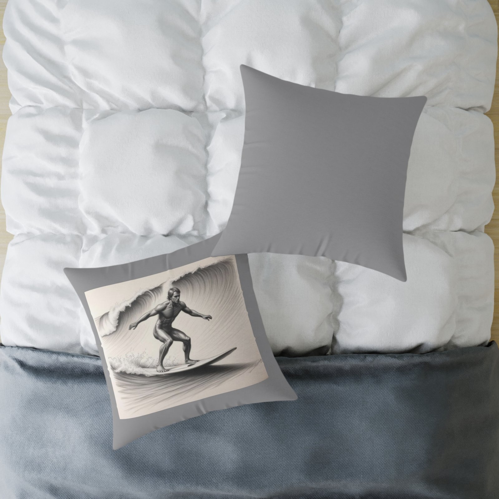 Surfing Square Poly Canvas Pillow - Image 16