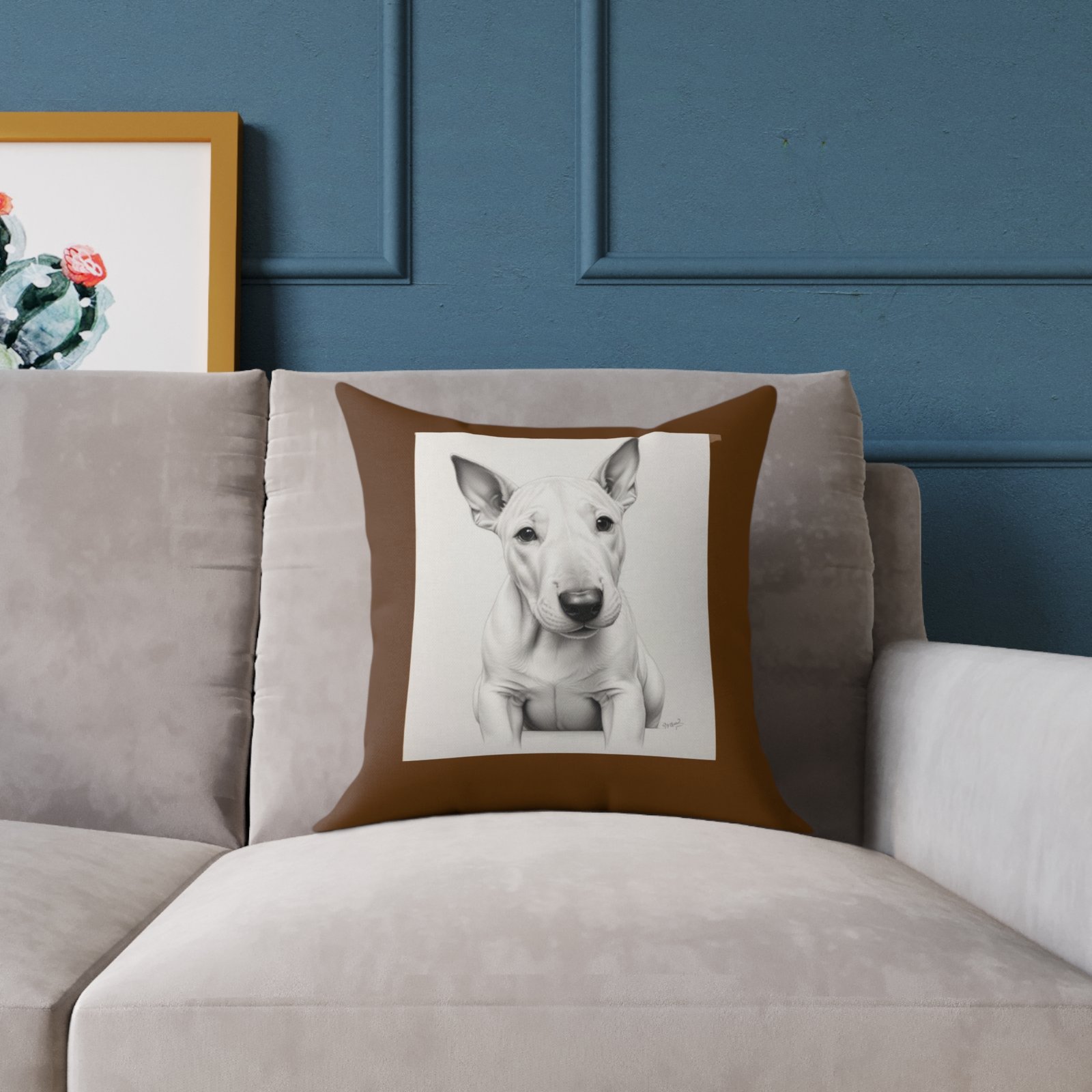 English Bull Terrier Square Poly Canvas Pillow - Image 3