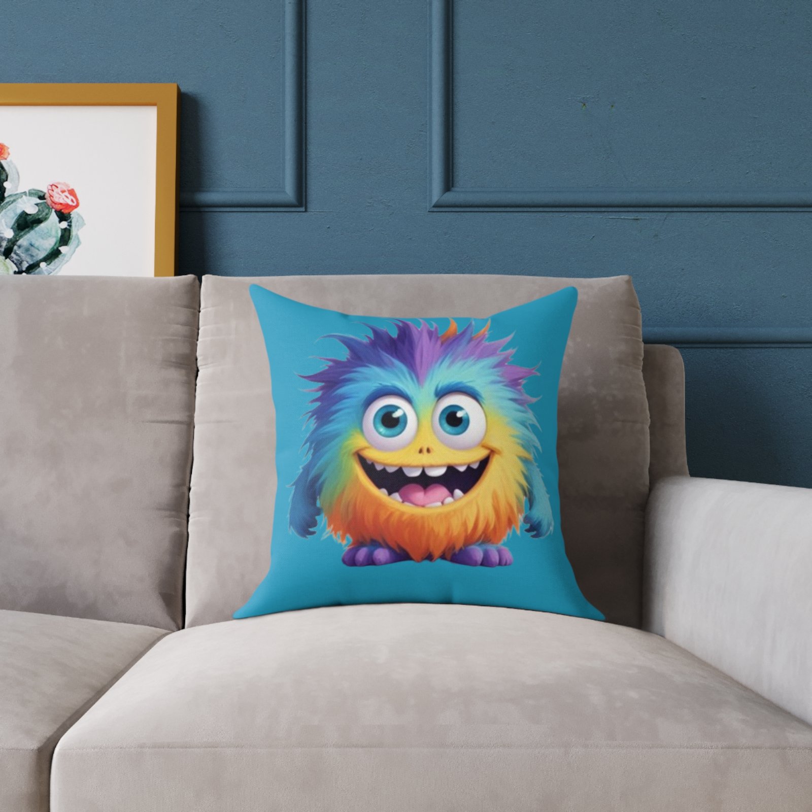 Funny Monster Square Poly Canvas Pillow - Image 3