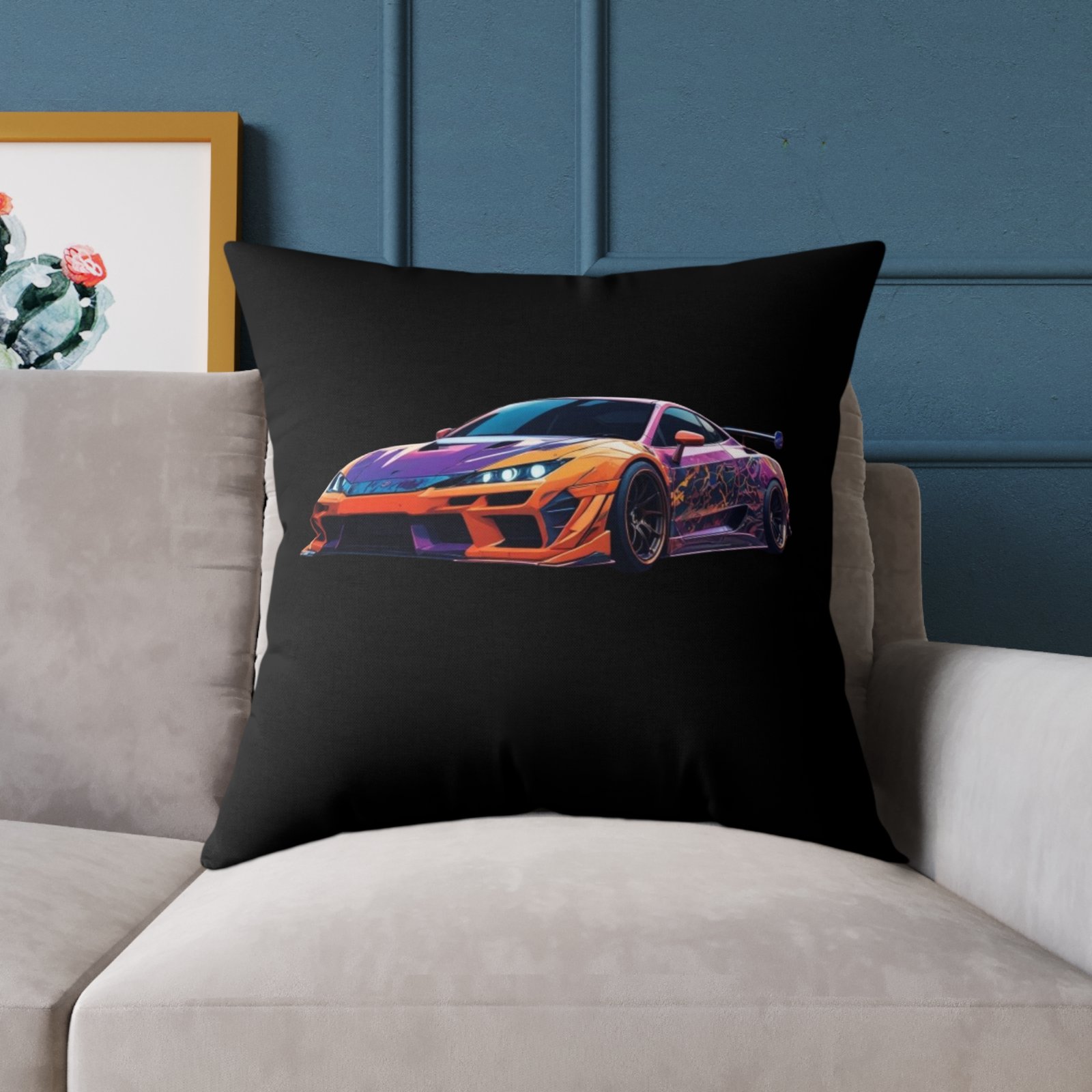 Fast Car Design Square Poly Canvas Pillow - Image 19
