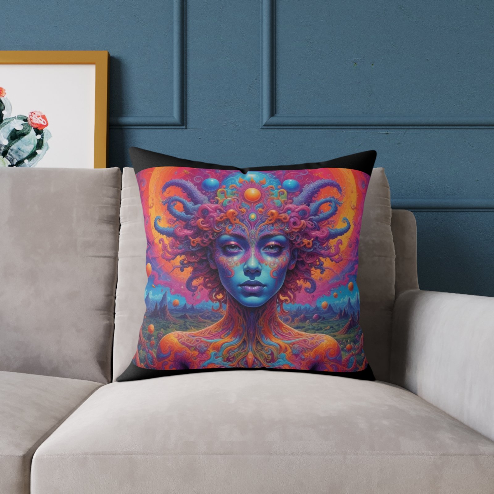 Psychadelic Square Poly Canvas Pillow - Image 11