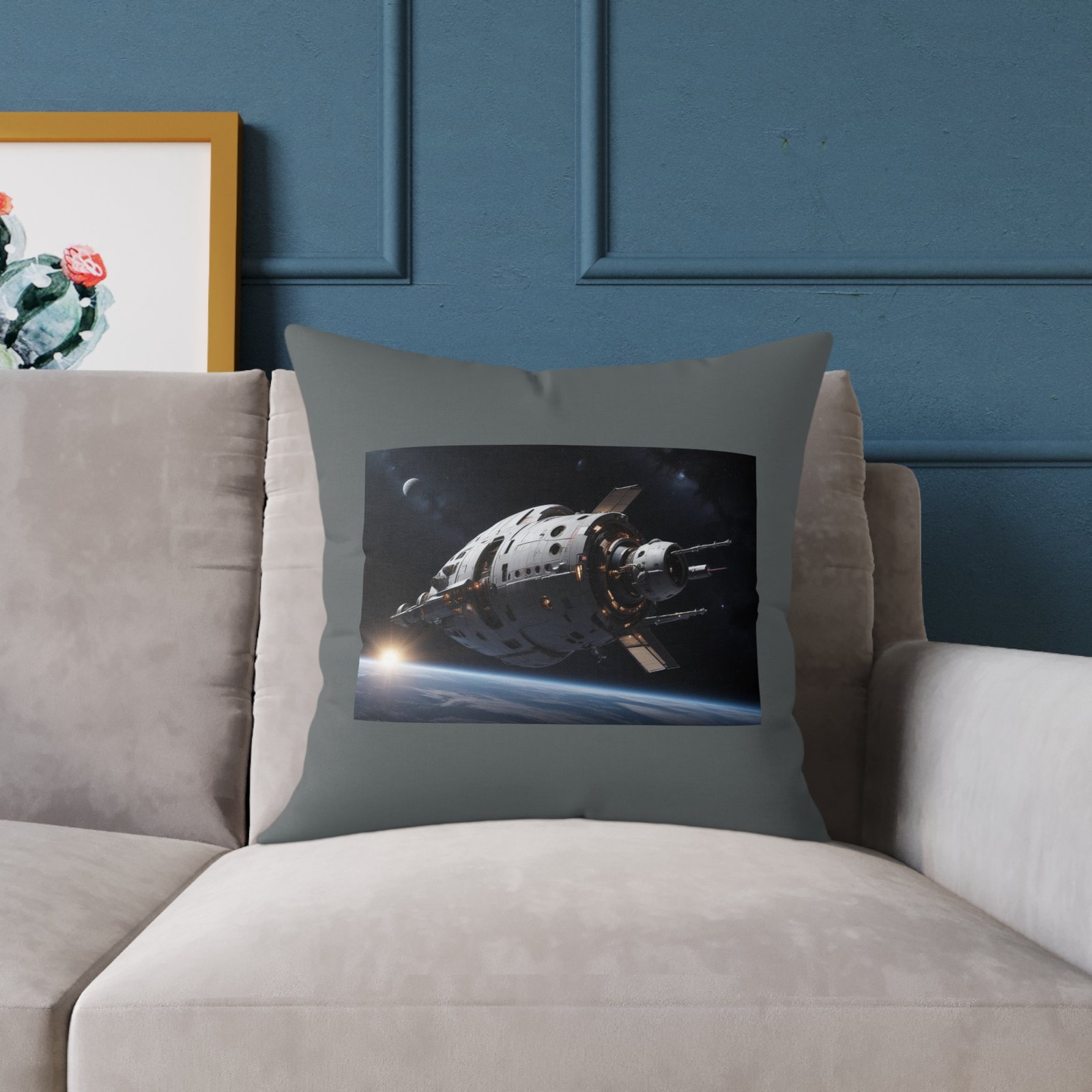 Space Ship Square Poly Canvas Pillow - Image 11