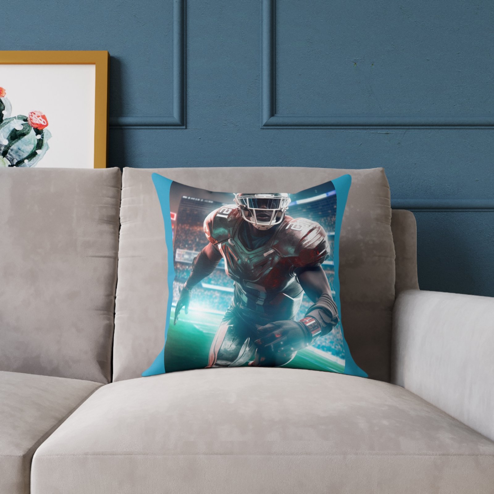 American Football Square Poly Canvas Pillow - Image 3