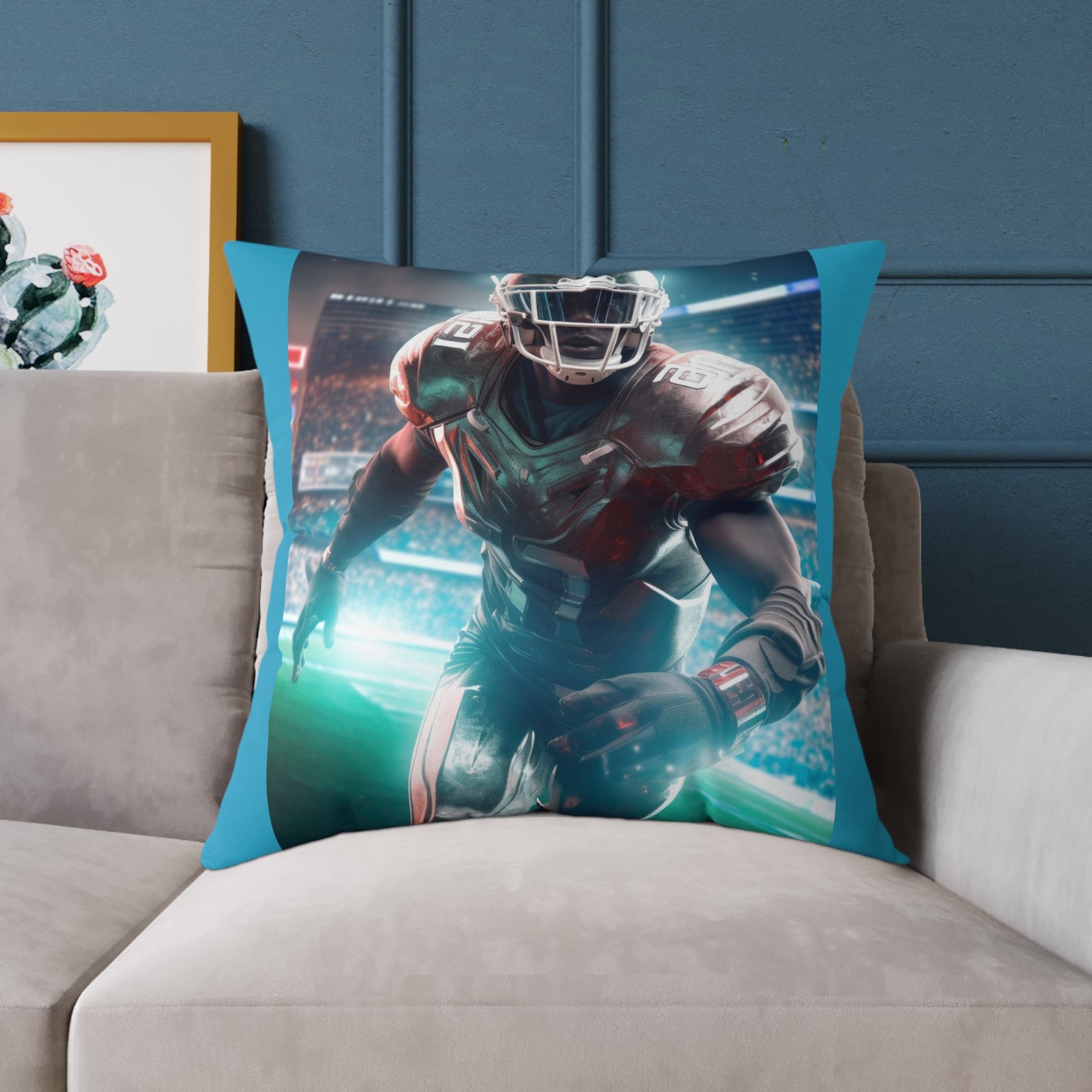 American Football Square Poly Canvas Pillow - Image 19
