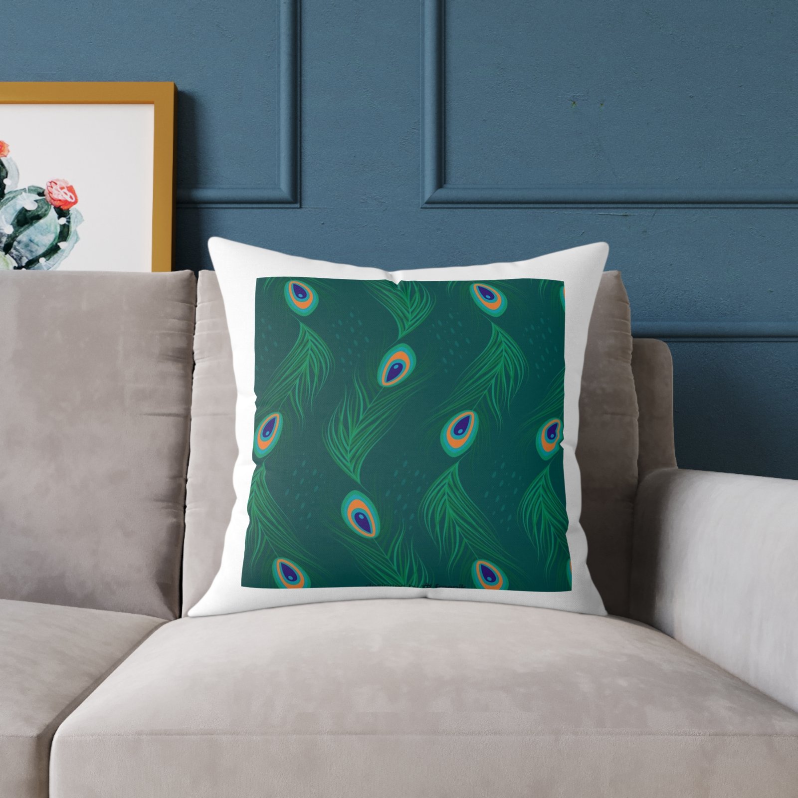 Pea cock Prin t Cushion G ift Square Poly Canvas Pillow Pea cock Prin t , G ift Cushion, Lounge Cushion, Bedroom Cushion, Cushion G ift , , - Image 11