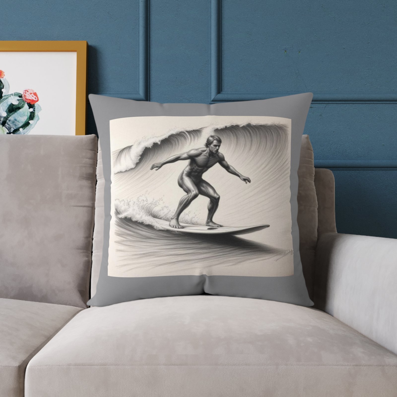 Surfing Square Poly Canvas Pillow - Image 15