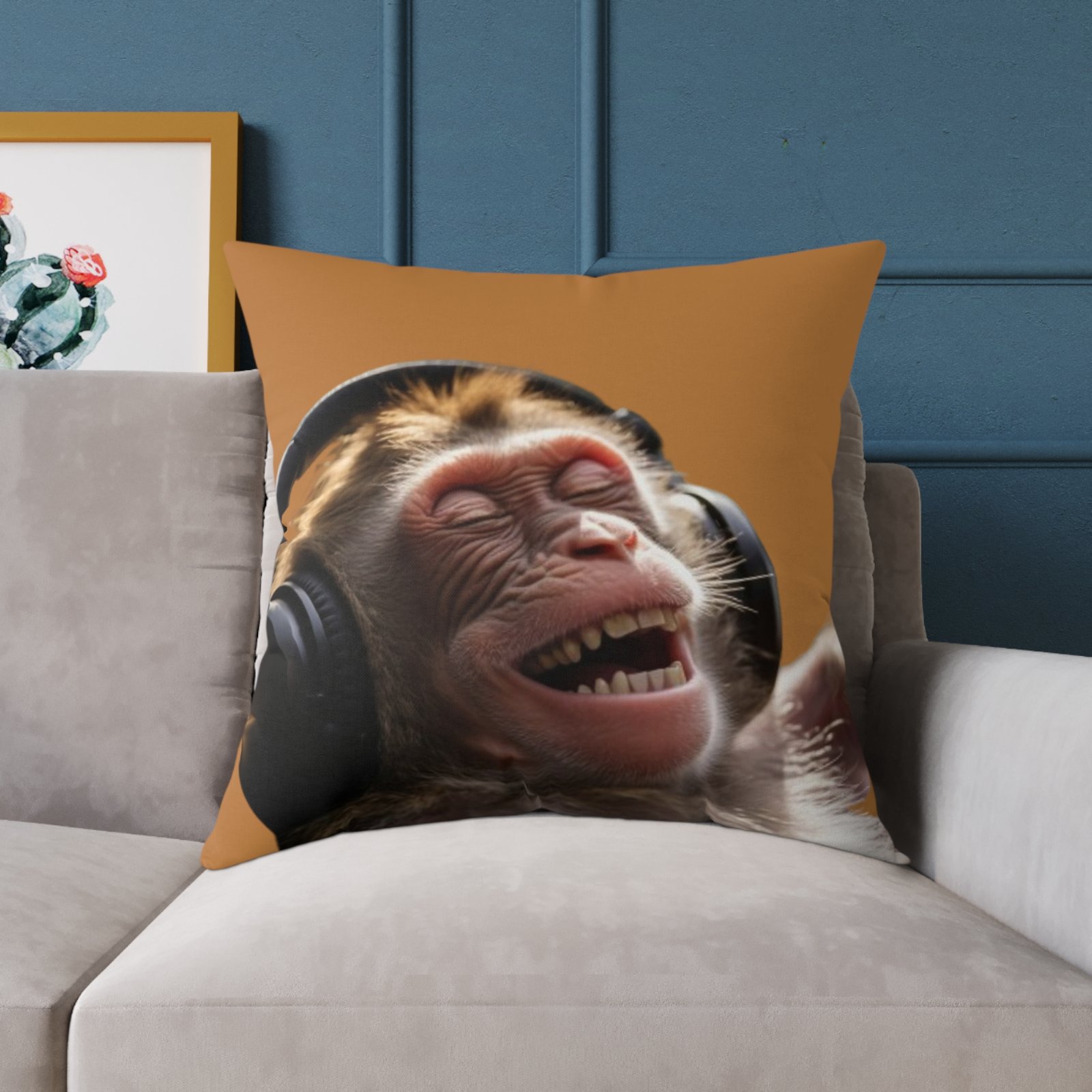 Funny Monkey Poly Canvas Pillow - Image 19
