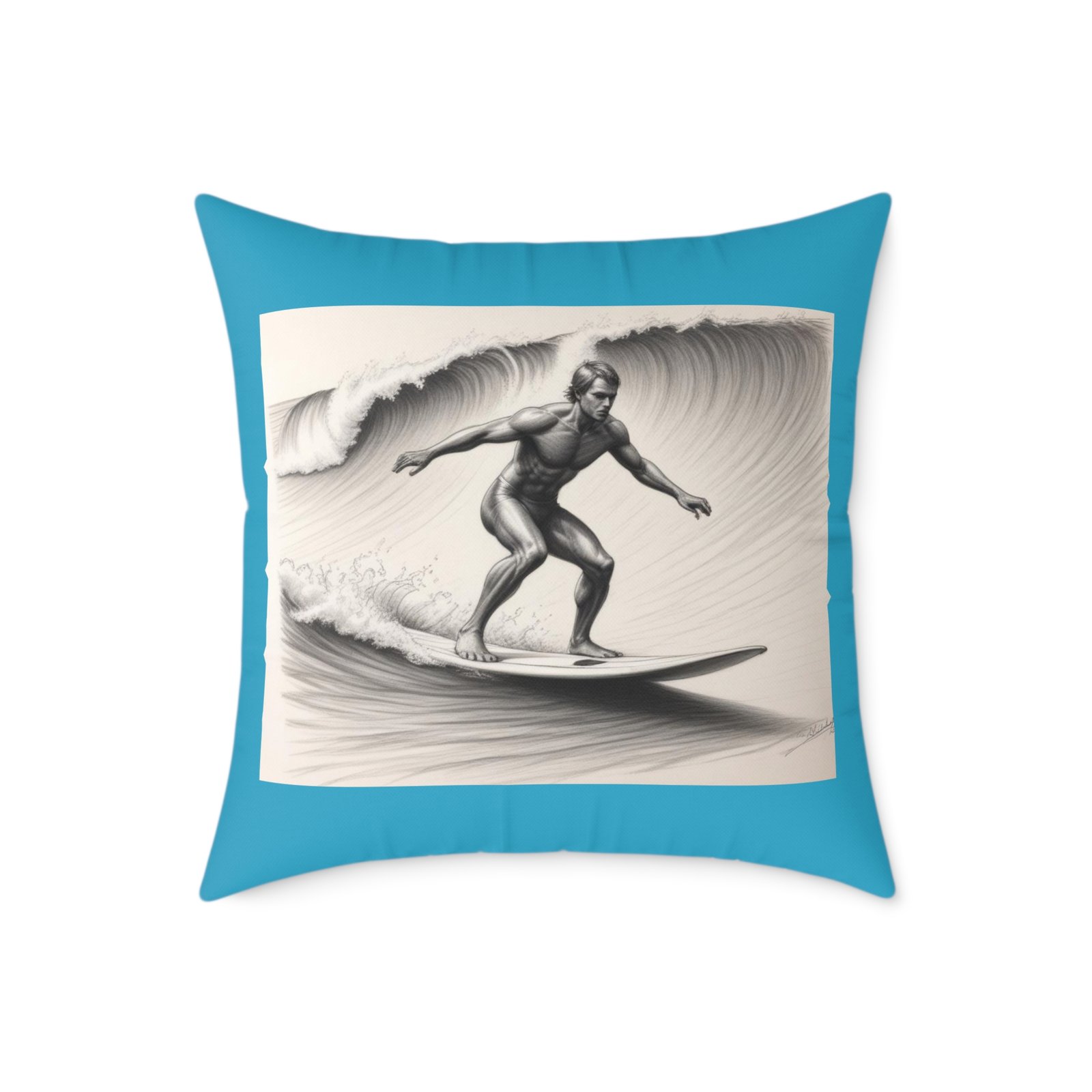 Surfing Square Poly Canvas Pillow - Image 13