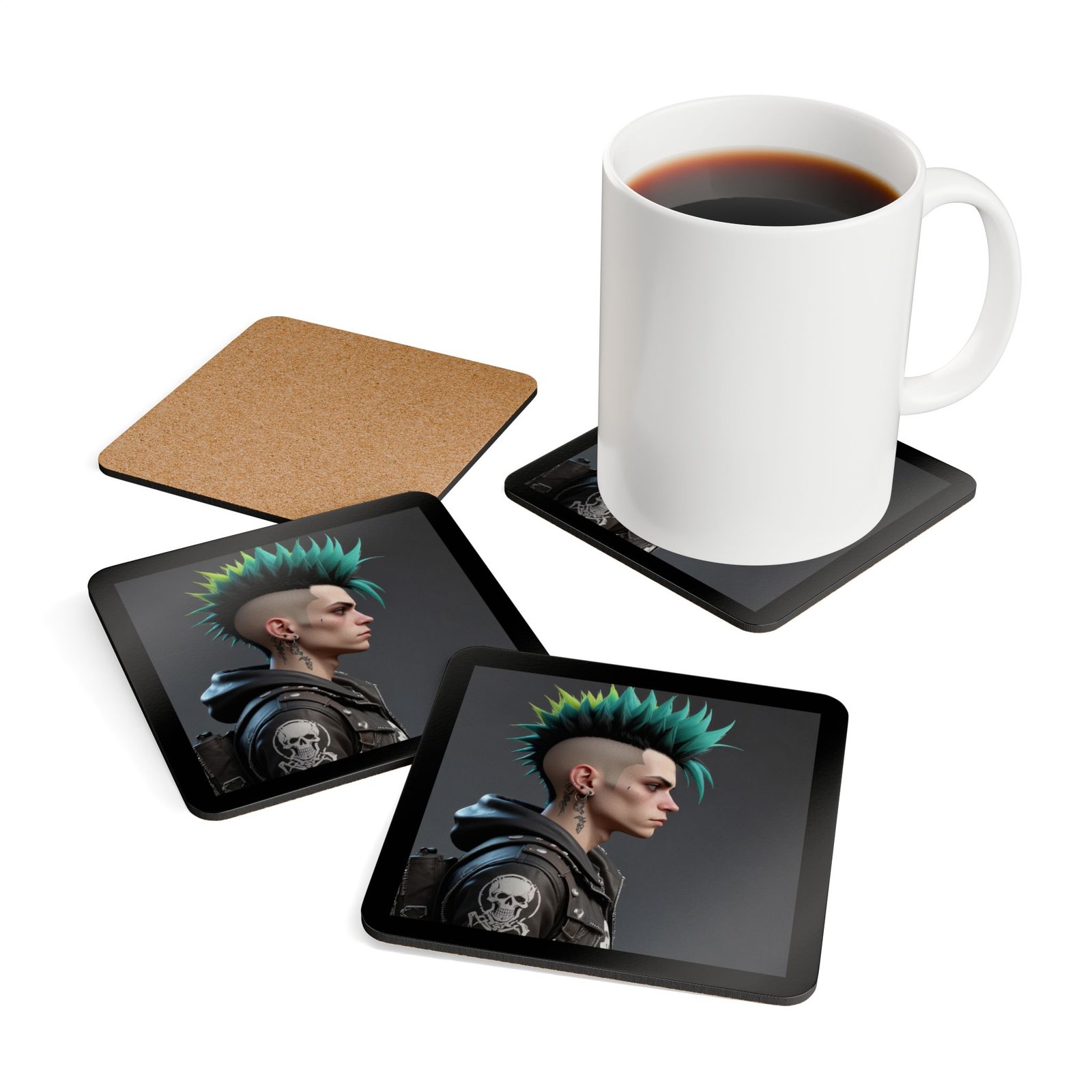 Punk Corkwood Coaster Set - Image 4
