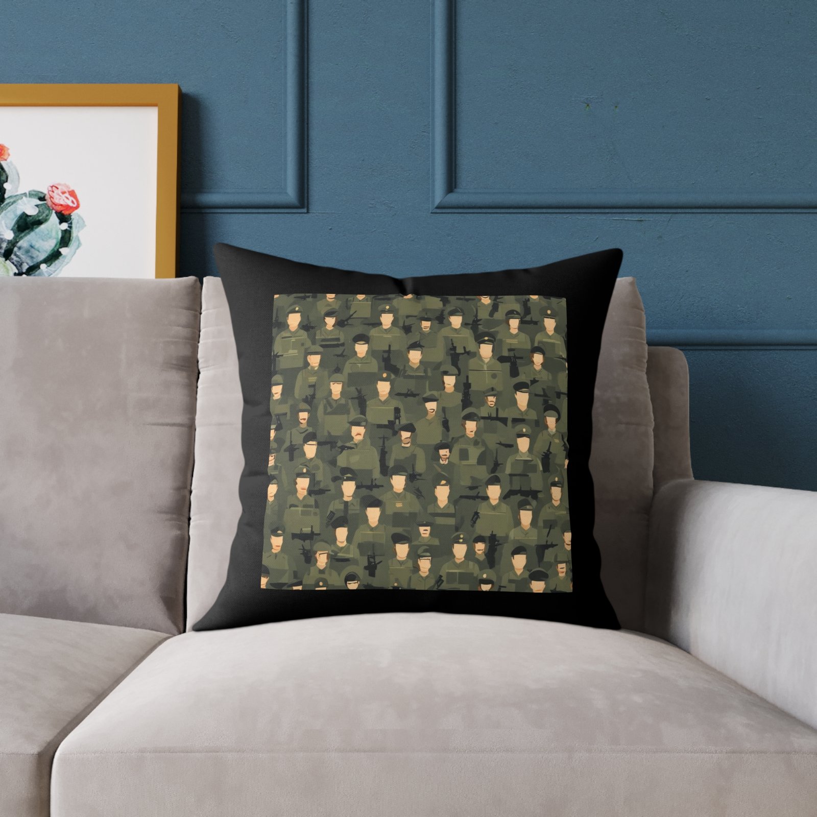 Army Square Poly Canvas Pillow - Image 11