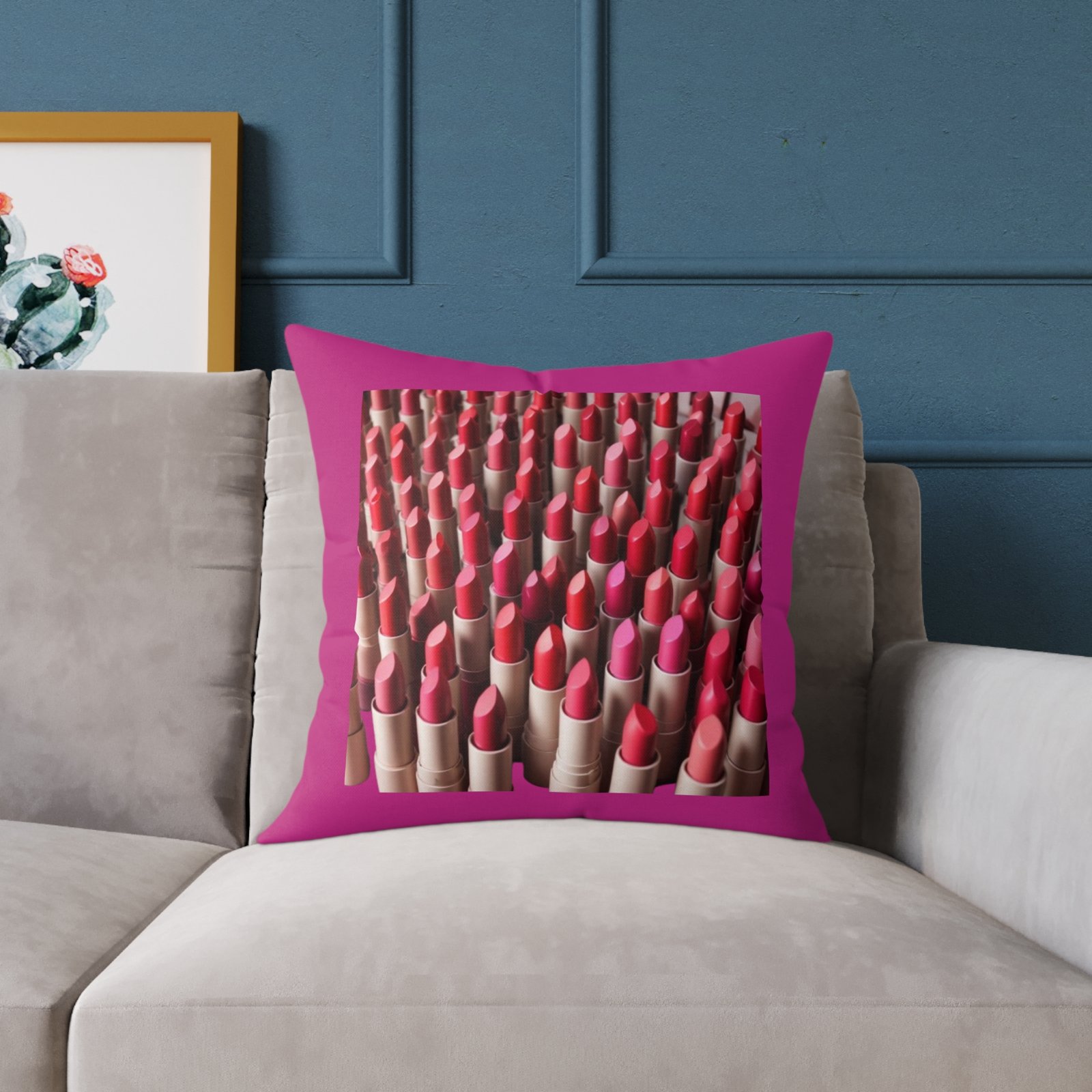 Lipstick Square Poly Canvas Pillow - Image 11