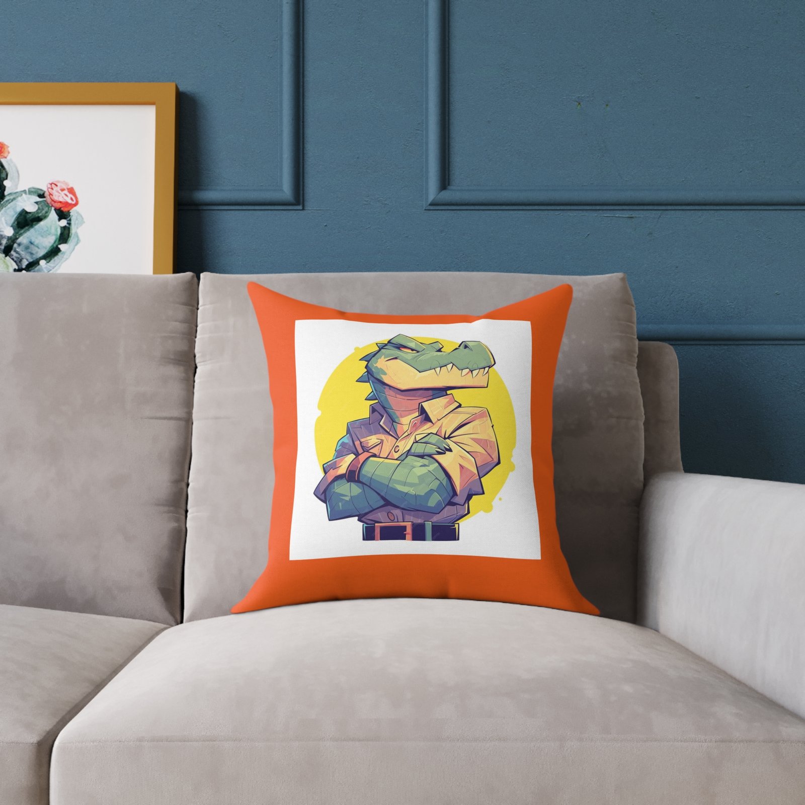 Dinassaur Square Poly Canvas Pillow - Image 3