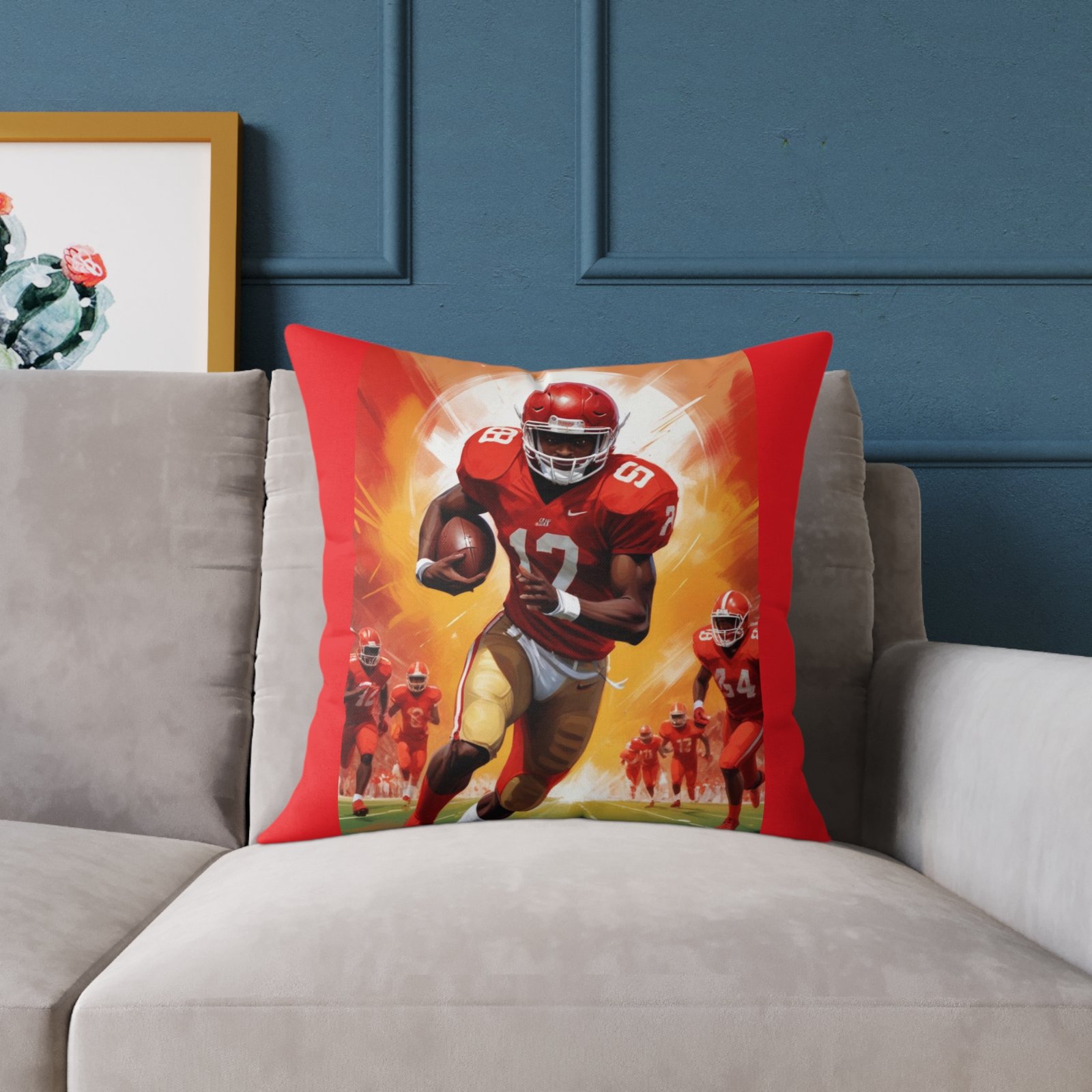 American Football Square Poly Canvas Pillow - Image 11